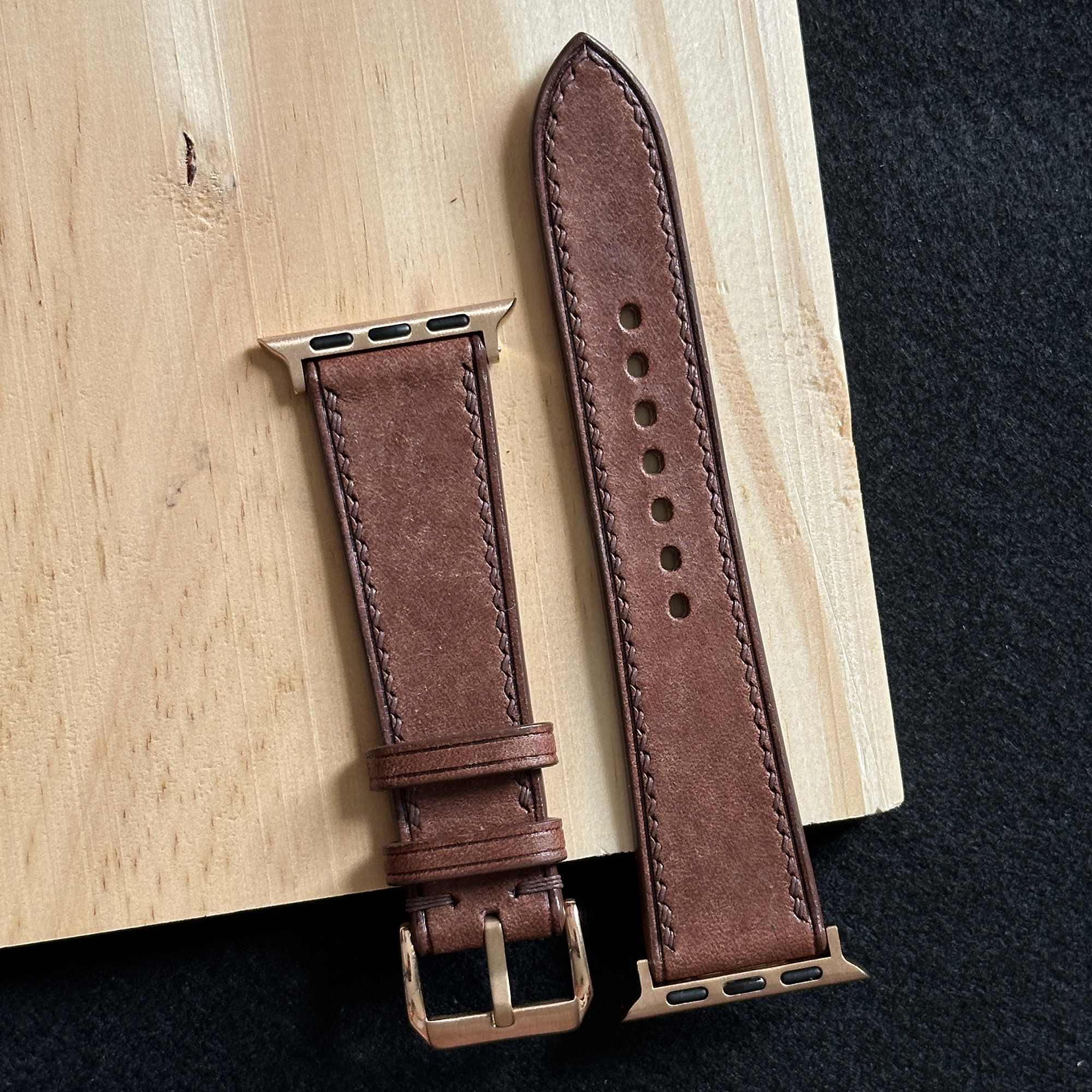 Dark Brown Maya Calfskin Leather Watch Strap, Artisan Handmade