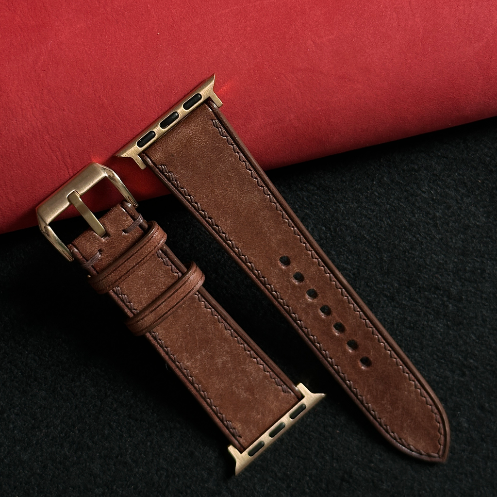 Dark Brown Maya Calfskin Leather Watch Strap, Artisan Handmade