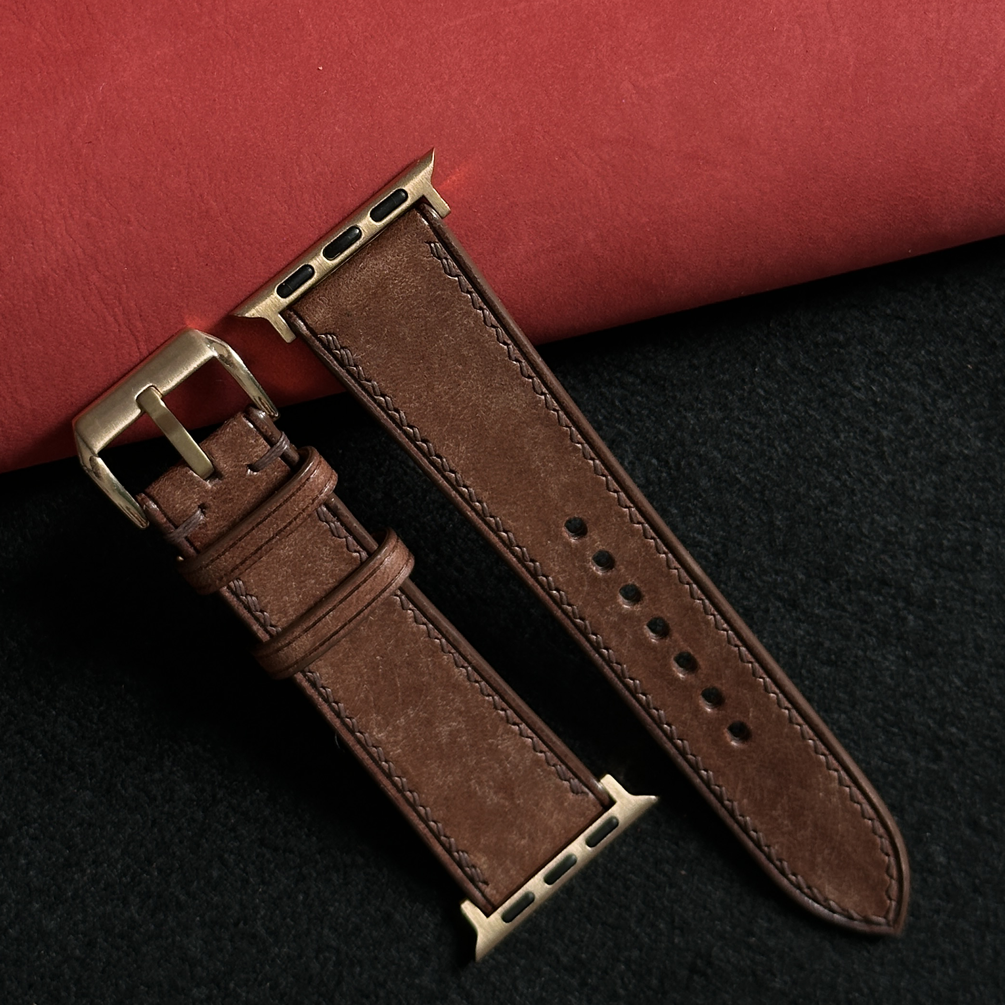 Dark Brown Maya Calfskin Leather Watch Strap, Artisan Handmade