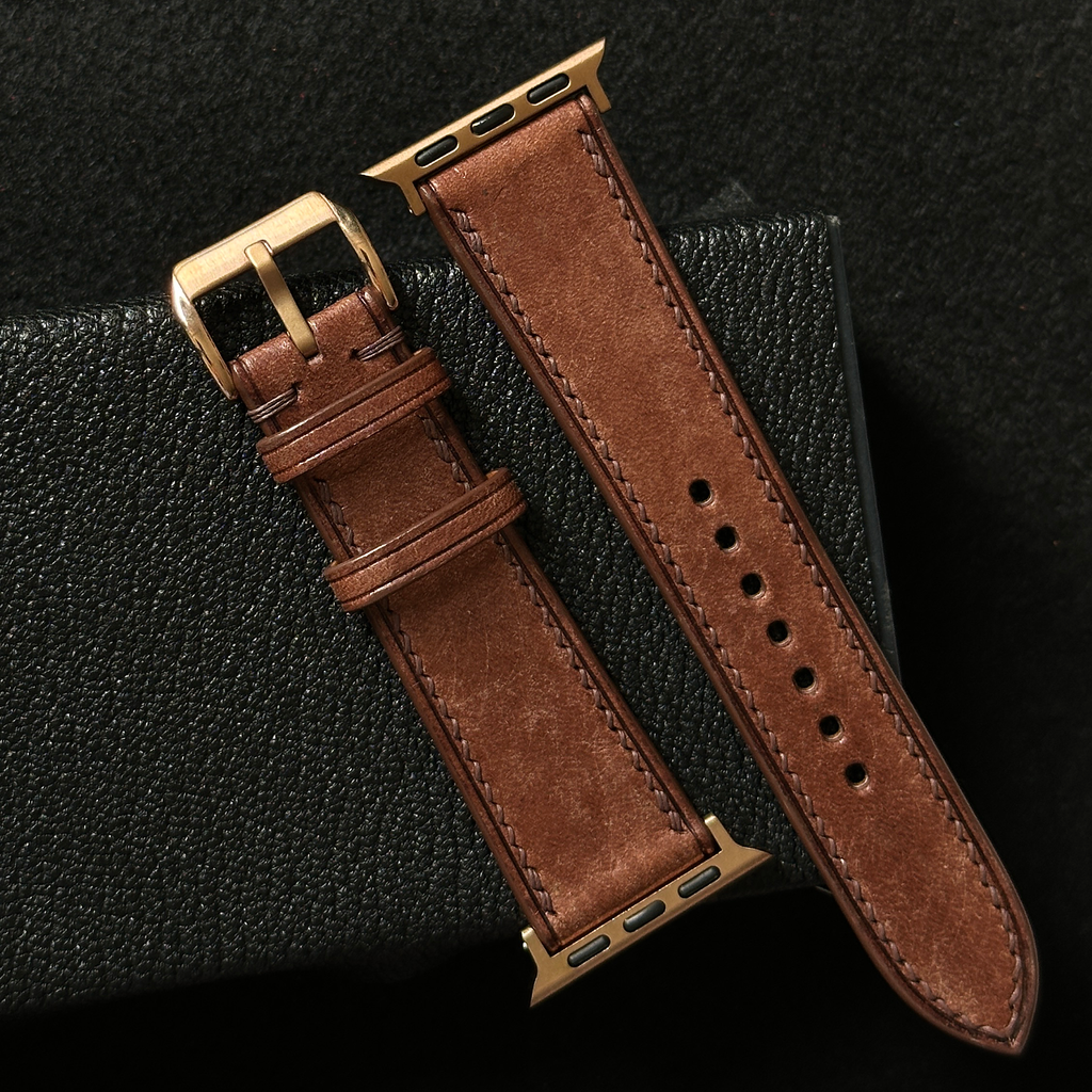 Dark Brown Maya Calfskin Leather Watch Strap, Artisan Handmade