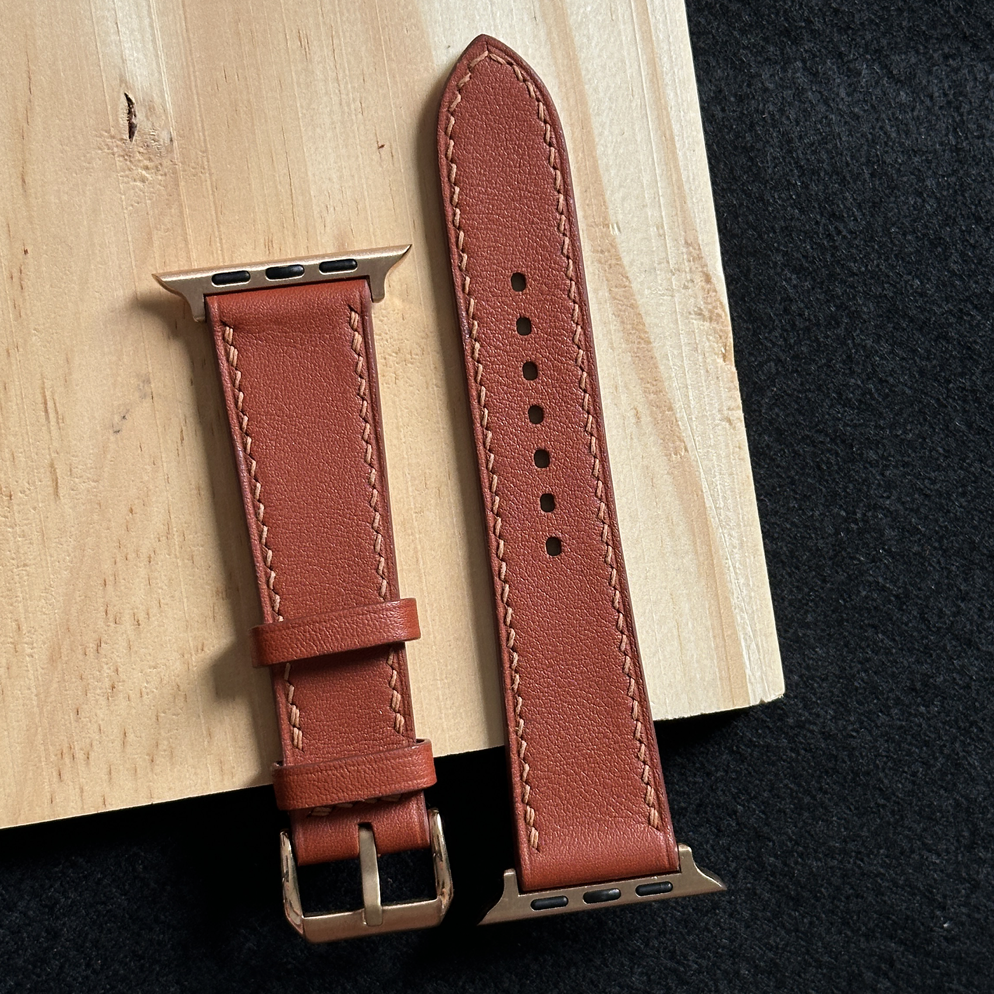 Classic Brown Swift Calfskin Leather Watch Strap, Handmade