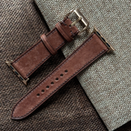 Dark Brown Maya Calfskin Leather Watch Strap, Artisan Handmade