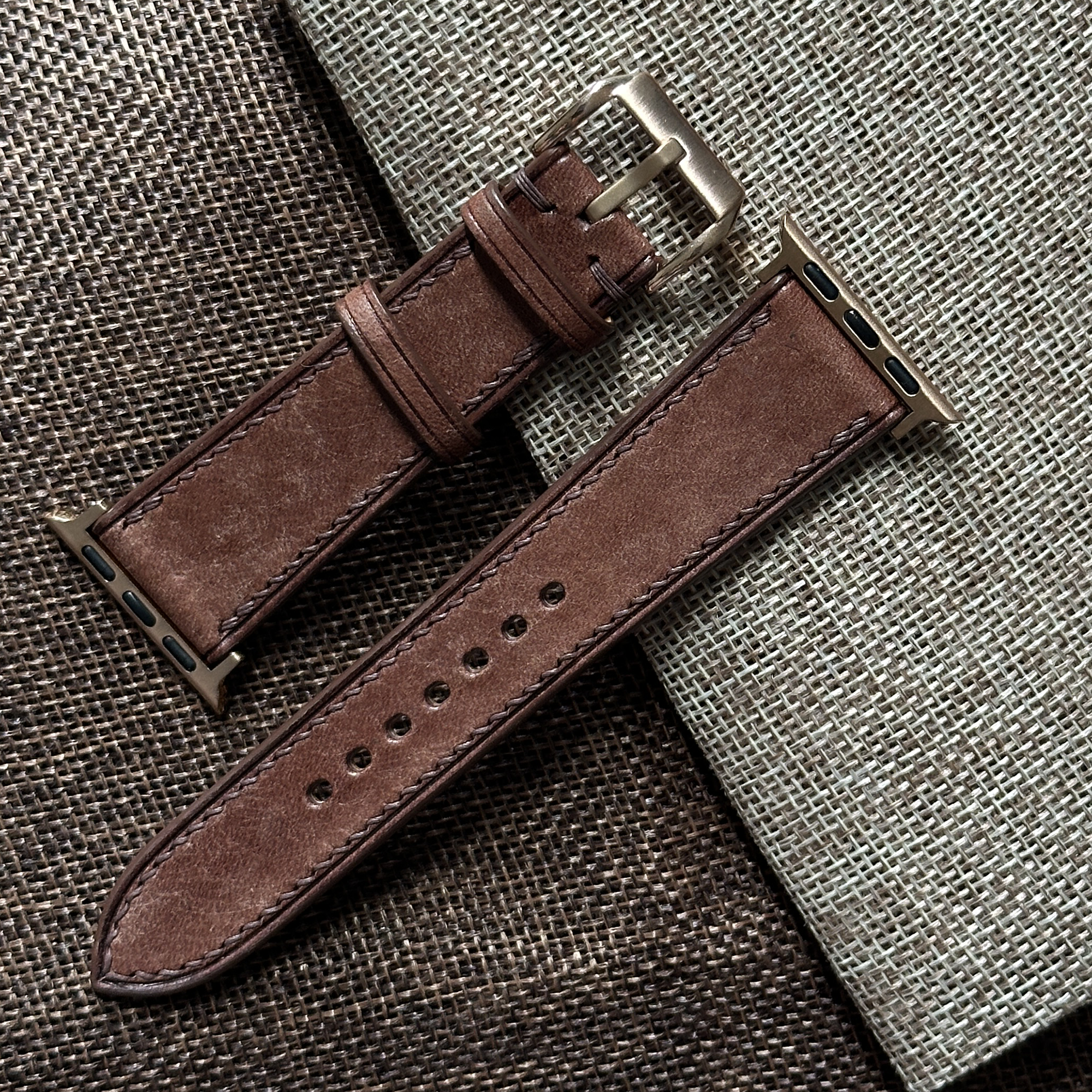 Dark Brown Maya Calfskin Leather Watch Strap, Artisan Handmade