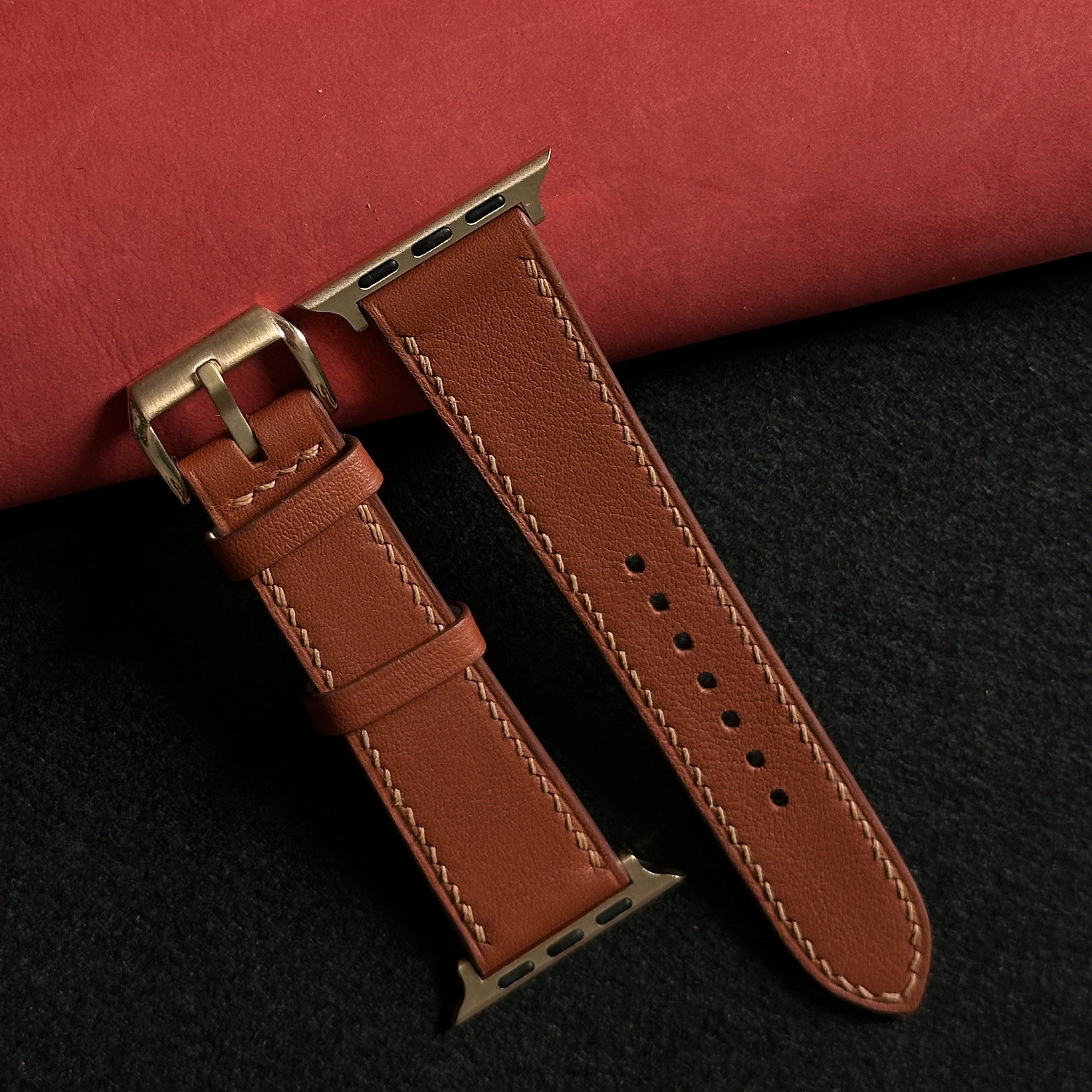 Classic Brown Swift Calfskin Leather Watch Strap, Handmade