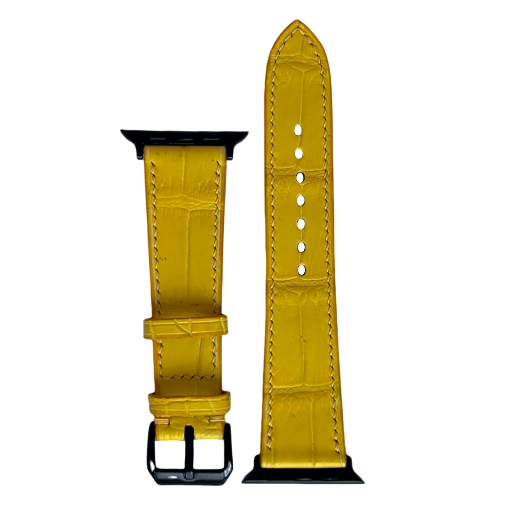 Vibrant Yellow Alligator Leather Watch Strap, Premium Handmade Band