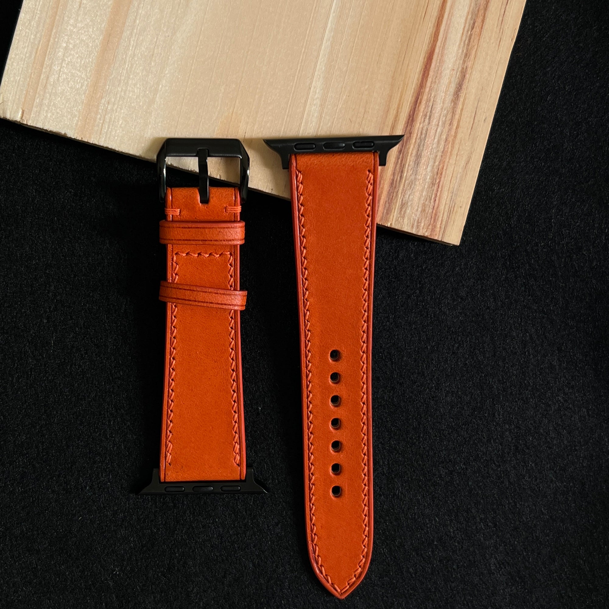 Orange Buttero Leather Watch Straps, Premium Handmade Leather