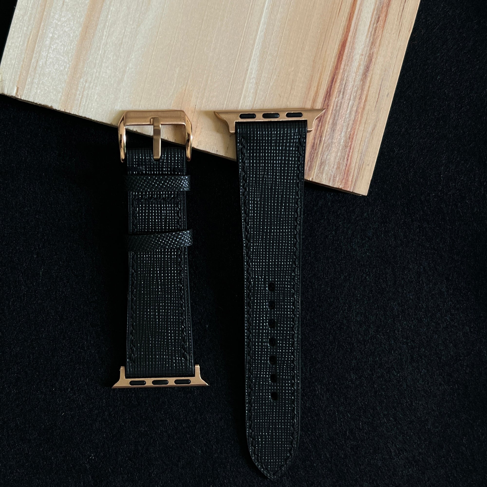 Black Saffiano Leather Watch Straps, Premium Handmade Bands