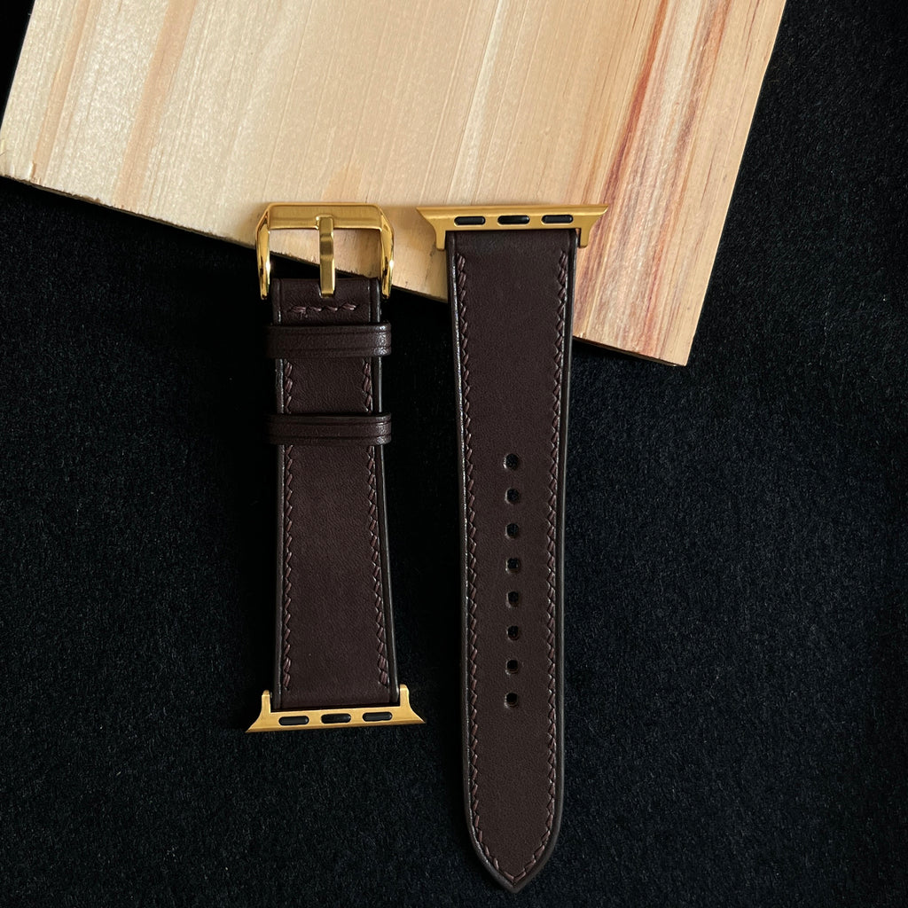Dark Brown Barenia Leather Watch Straps, Luxury Artisan Craftsmanship