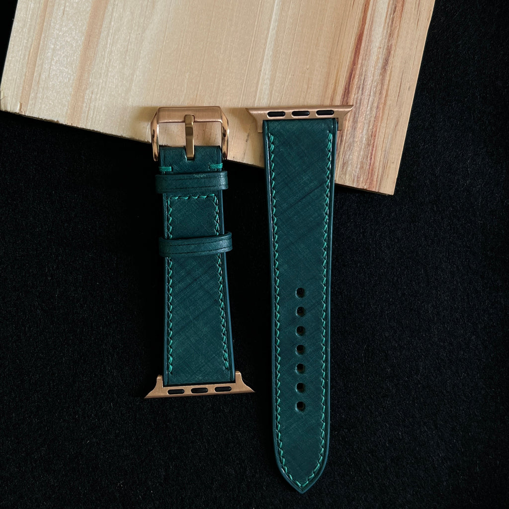 Pine Green Mozart Leather Watch Strap, Authentic Handcrafted Band