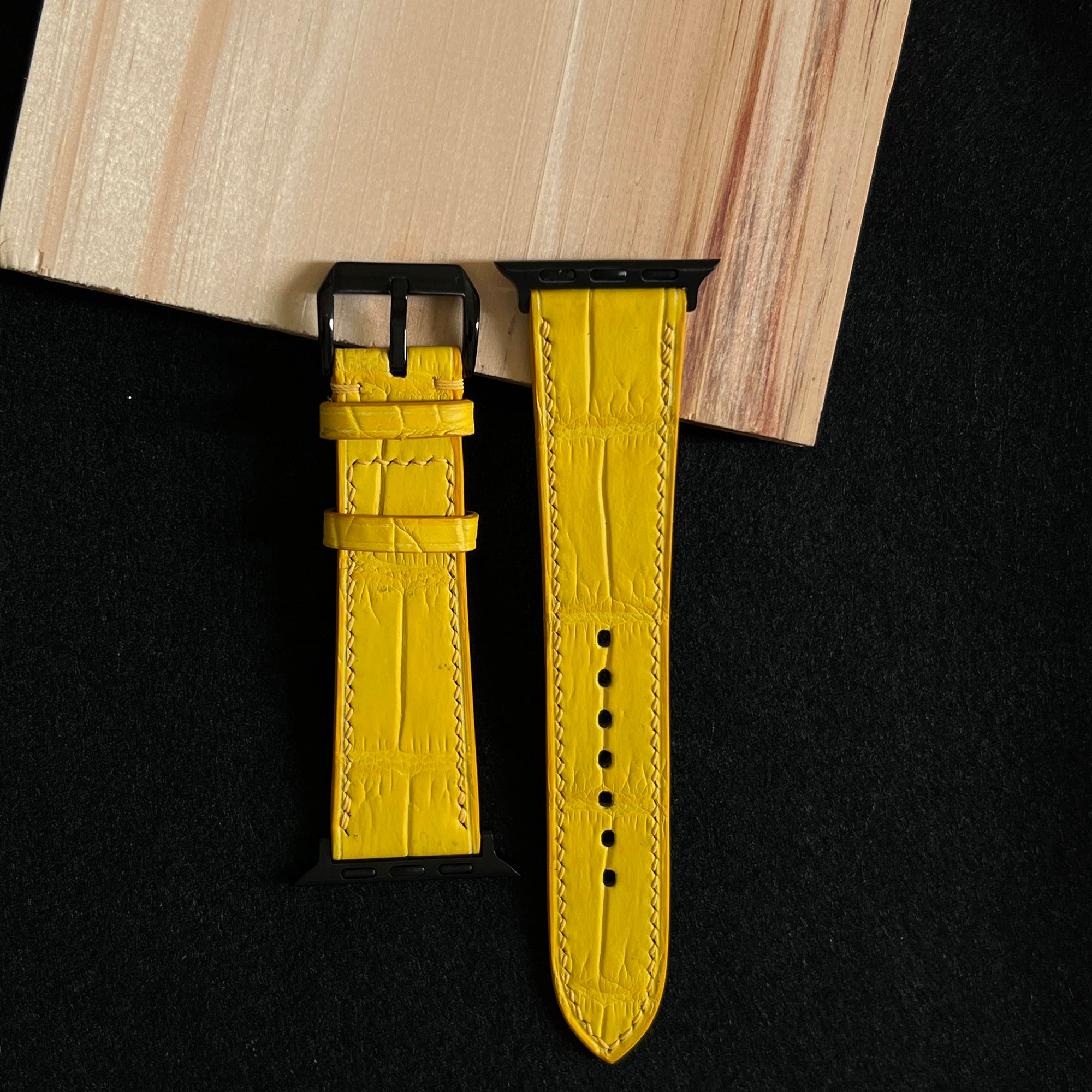 Vibrant Yellow Alligator Leather Watch Strap, Premium Handmade Band