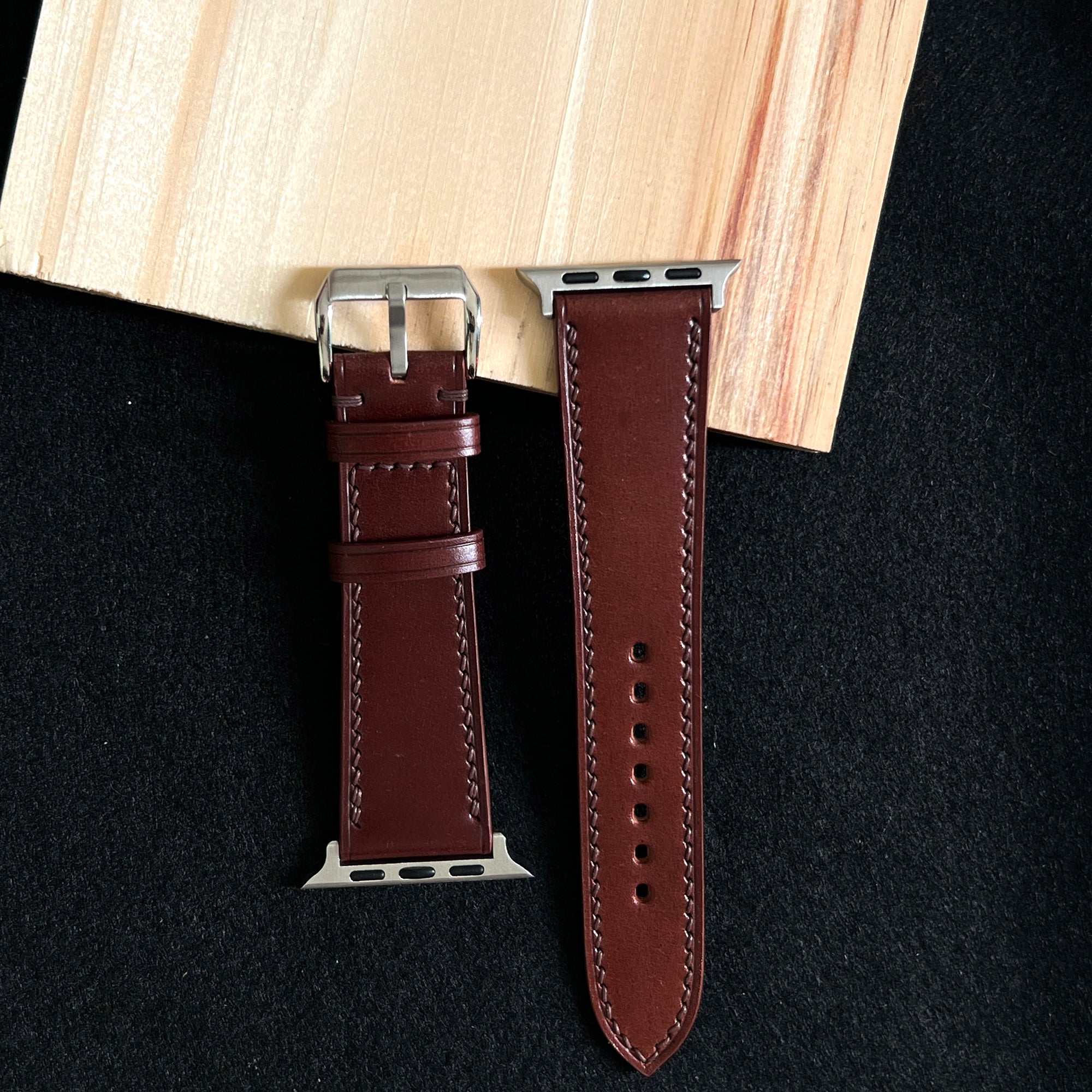 Premium Brown Shell Cordovan Leather Watch Strap, Handmade Vintage Band
