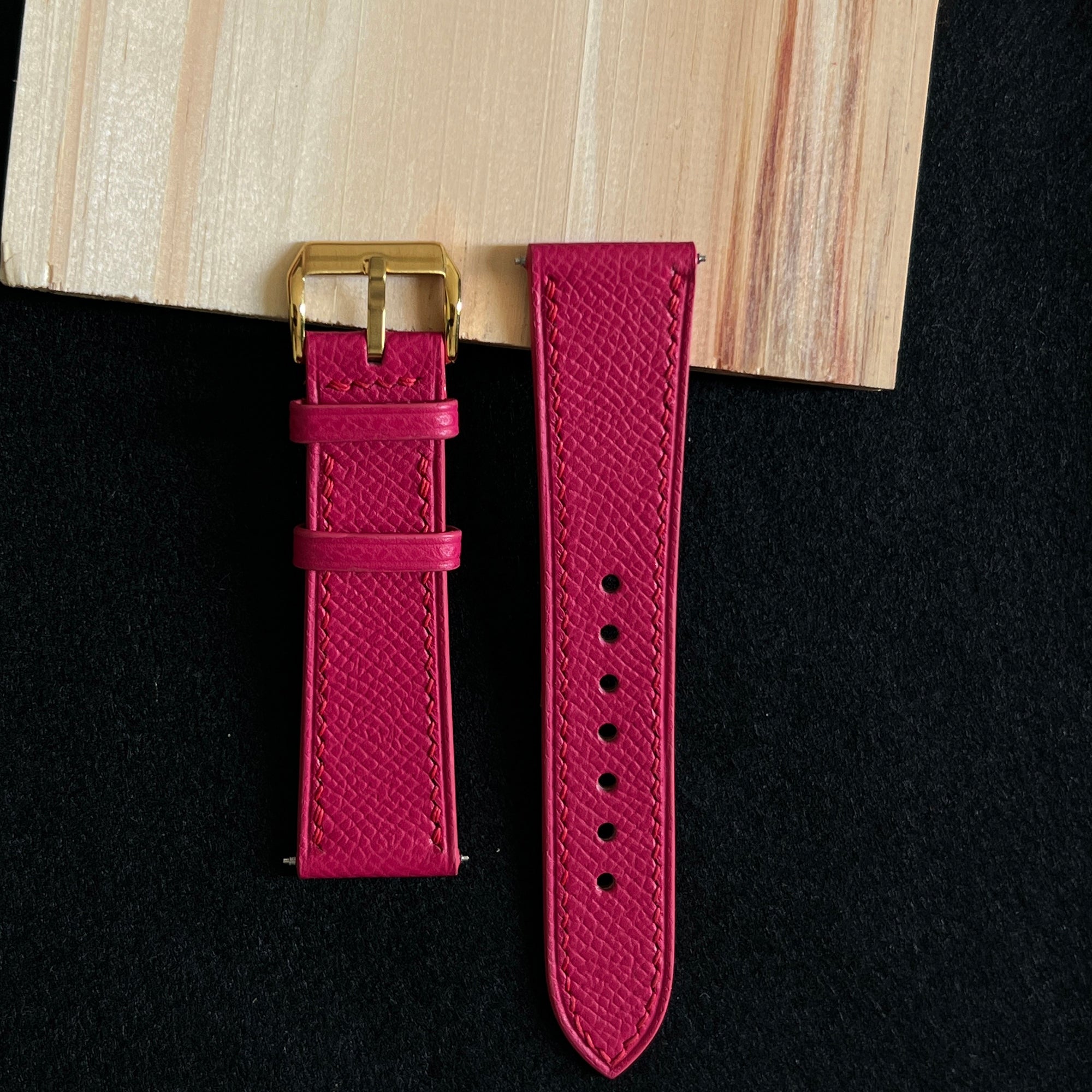Rose Pink Epsom Leather Watch Strap, Premium Handmade Wrist Band