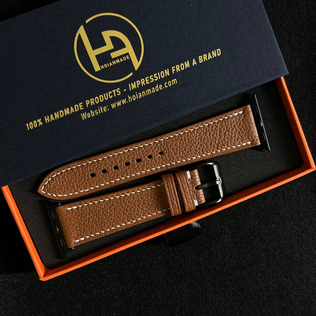 Brown Togo Leather Watch Straps, Premium Handmade Leather Bands