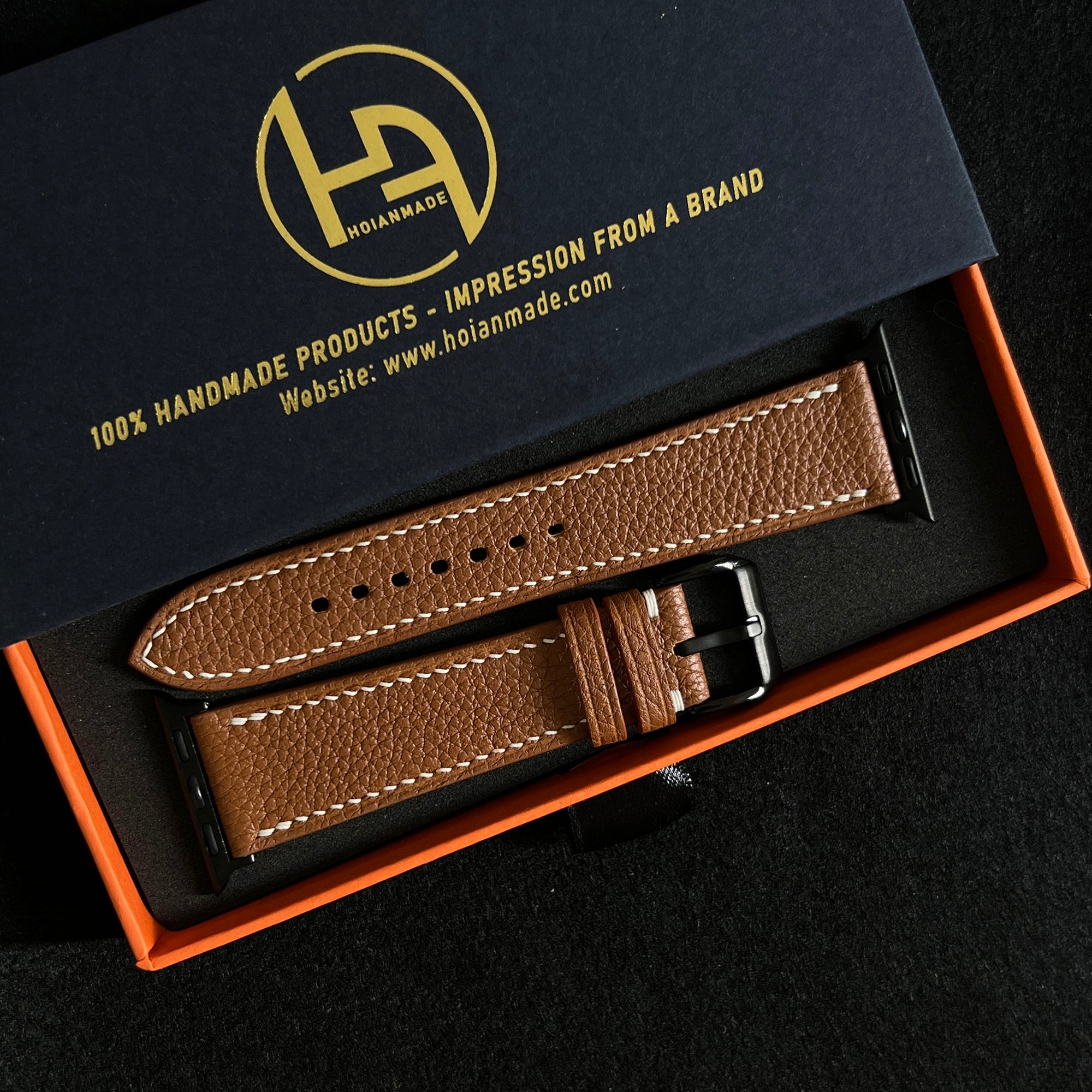 Brown Togo Leather Watch Straps, Premium Handmade Leather Bands