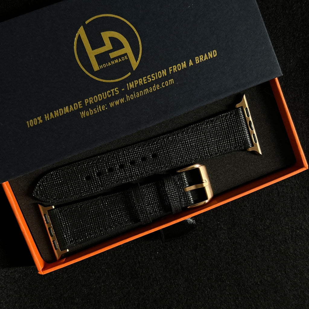 Black Saffiano Leather Watch Straps, Premium Handmade Bands