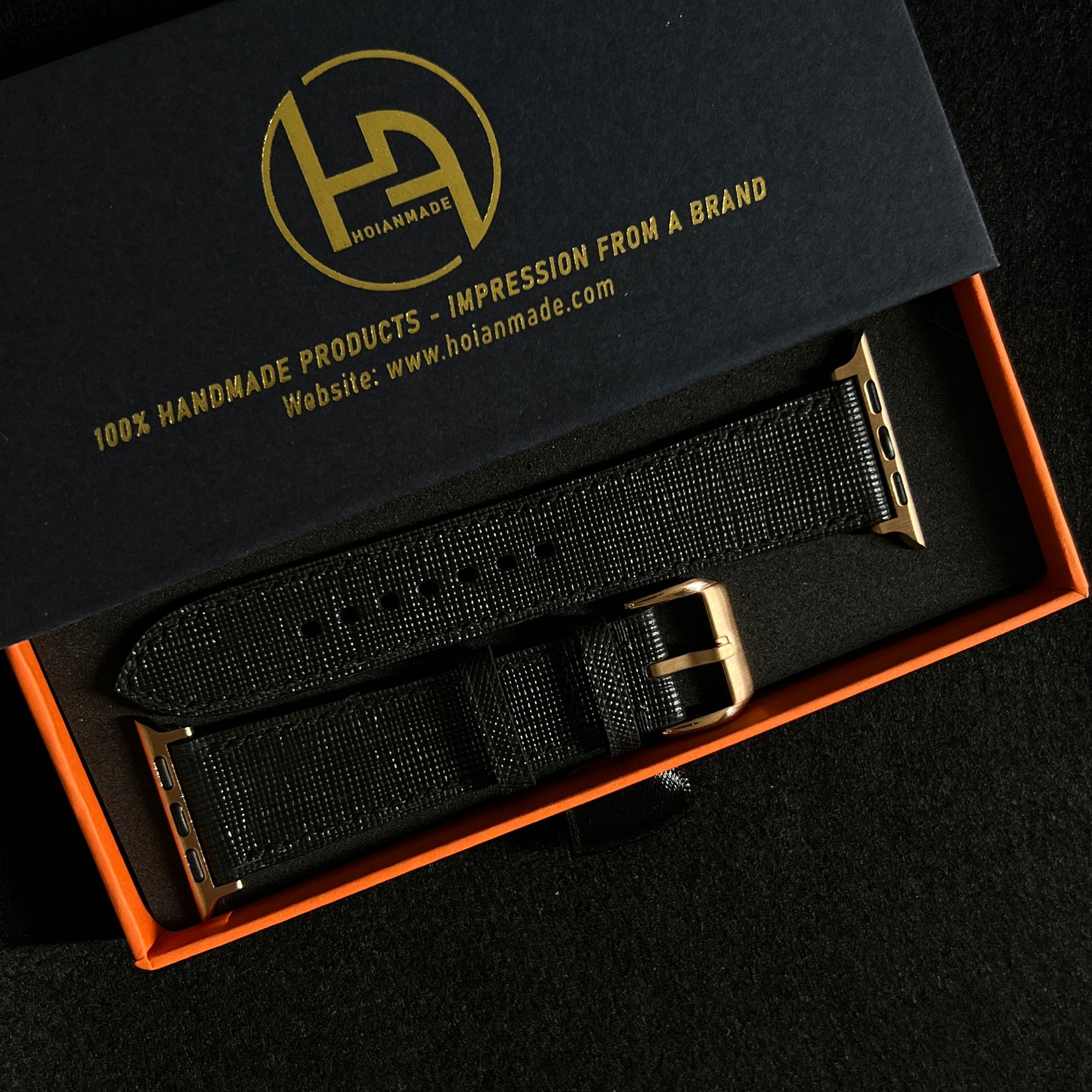 Black Saffiano Leather Watch Straps, Premium Handmade Bands