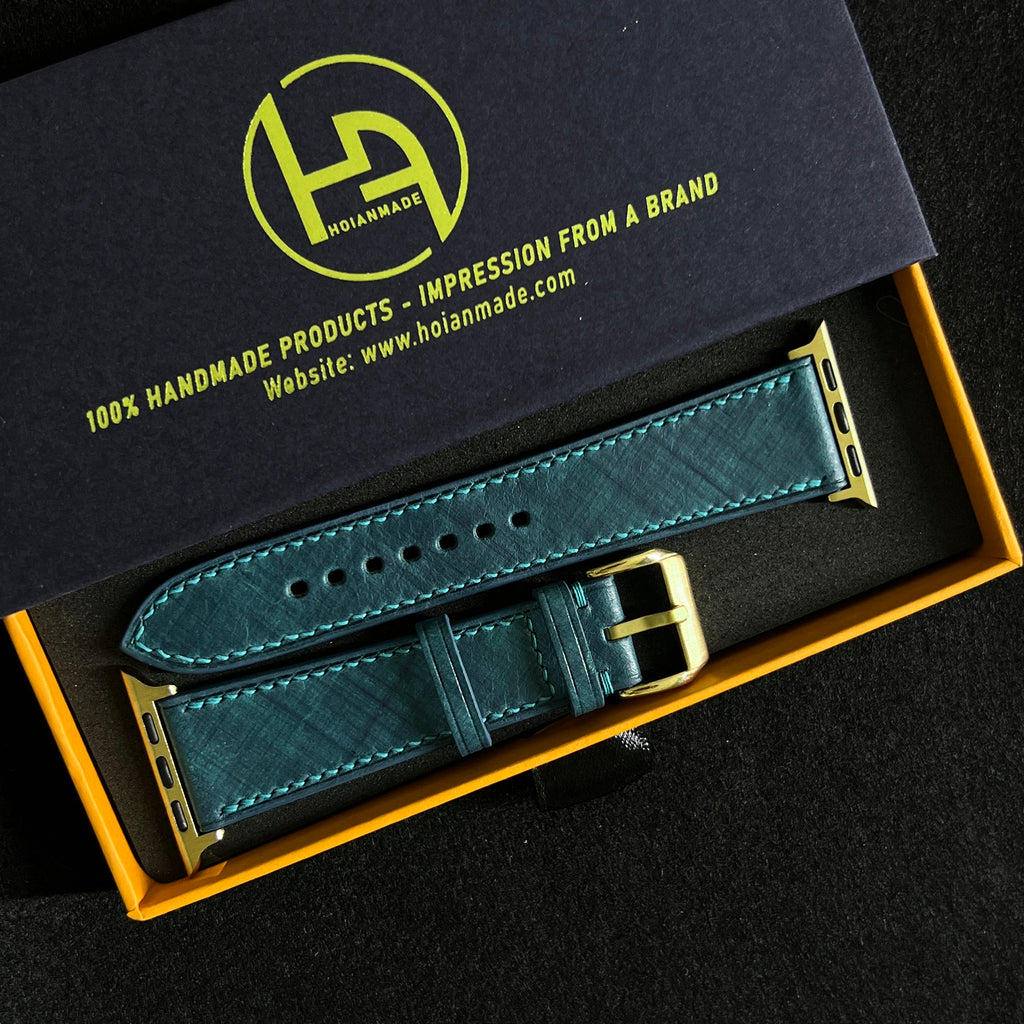 Pine Green Mozart Leather Watch Strap, Authentic Handcrafted Band