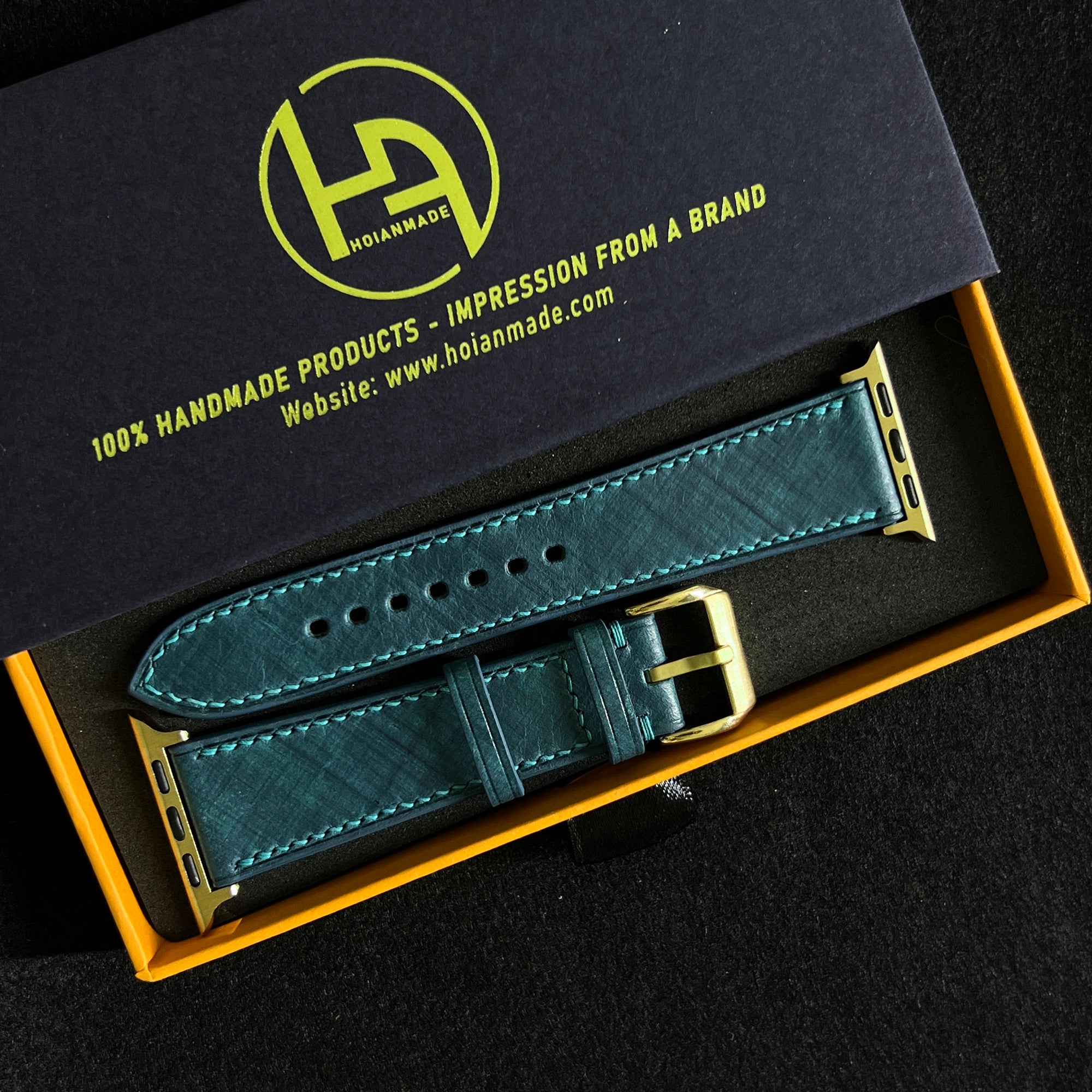 Pine Green Mozart Leather Watch Strap, Authentic Handcrafted Band