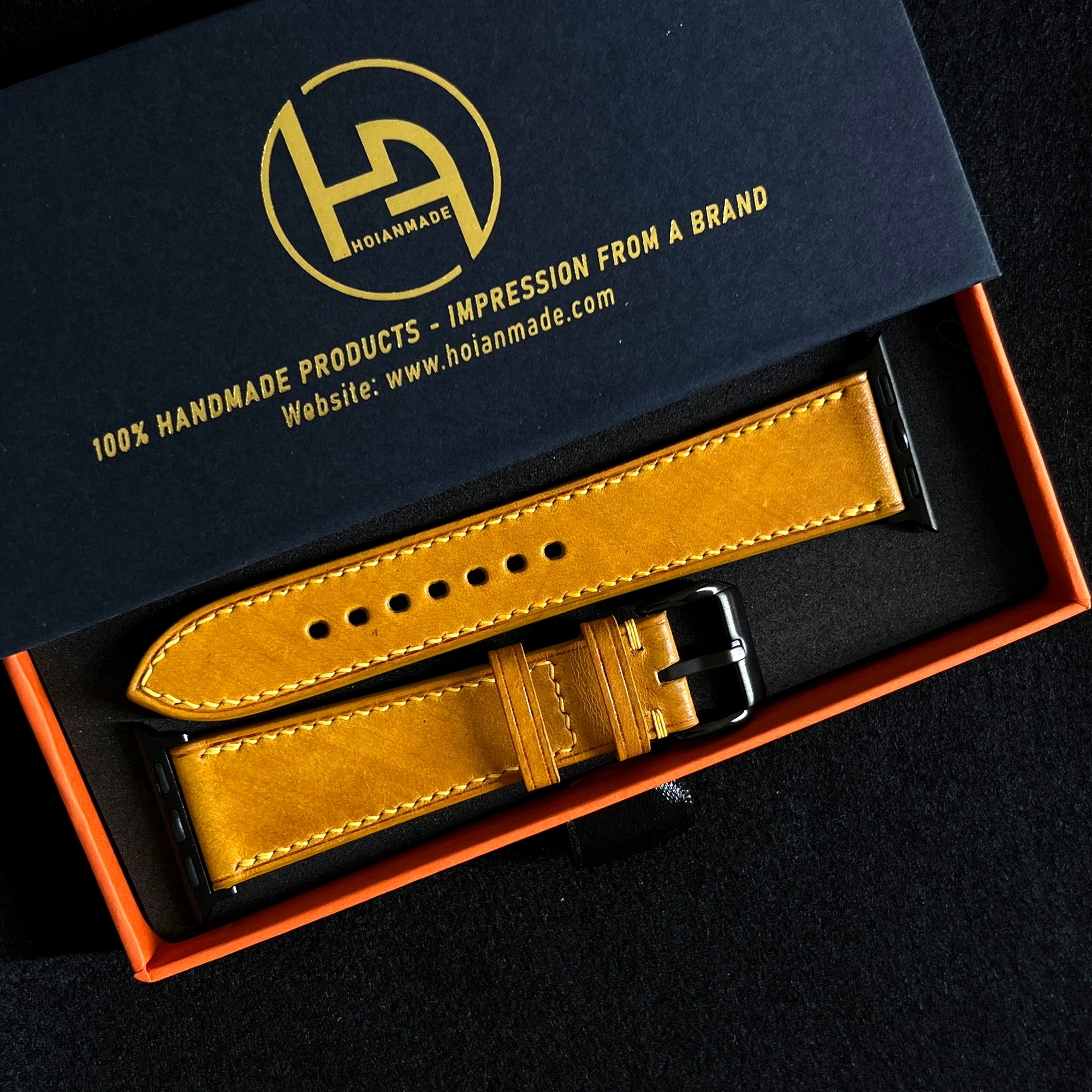 Yellow Mozart Leather Watch Strap, Premium Handmade Leather Band