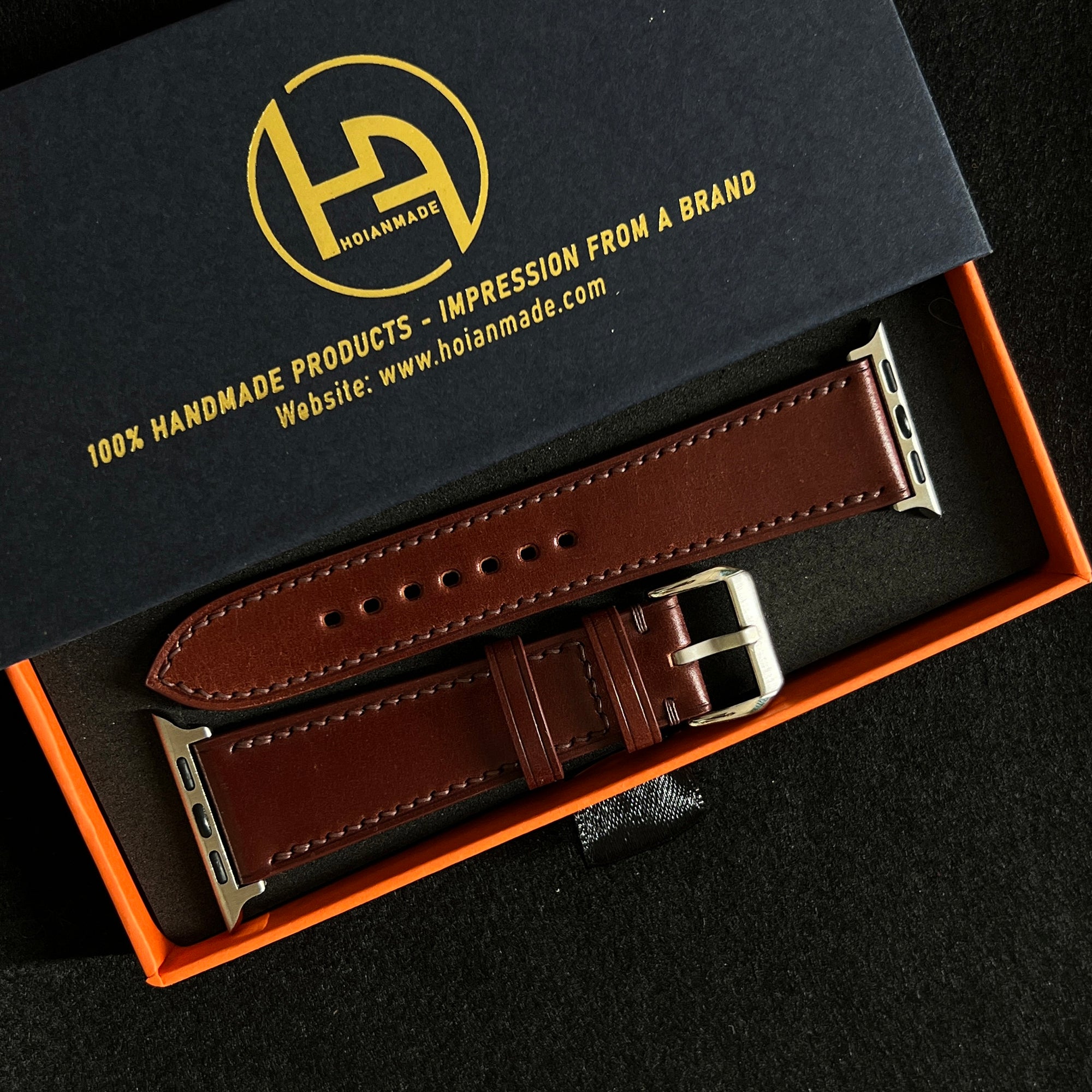 Premium Brown Shell Cordovan Leather Watch Strap, Handmade Vintage Band