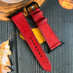 Red Pueblo Leather Watch Band, Handmade Premium Distressed Strap