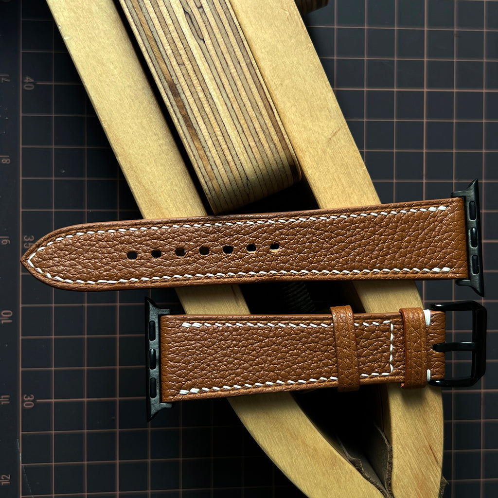 Brown Togo Leather Watch Straps, Premium Handmade Leather Bands