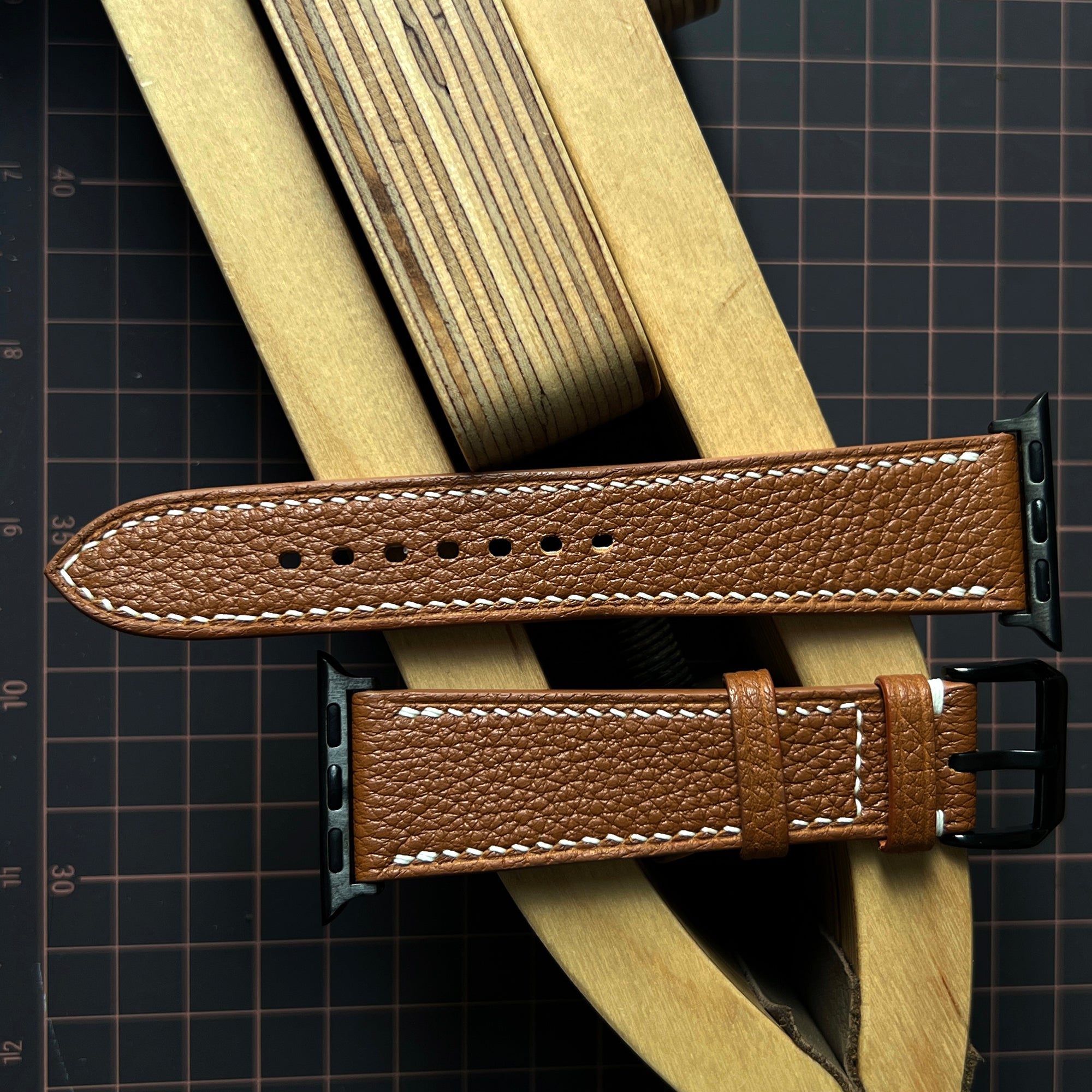 Brown Togo Leather Watch Straps, Premium Handmade Leather Bands