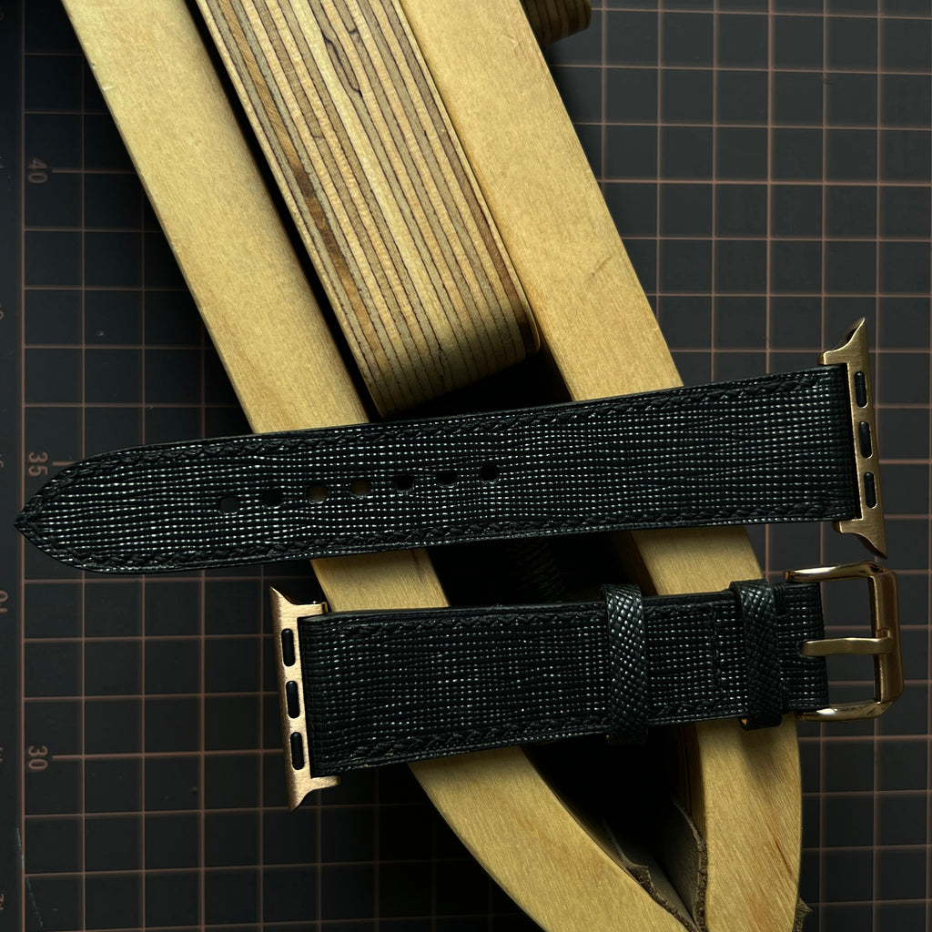 Black Saffiano Leather Watch Straps, Premium Handmade Bands
