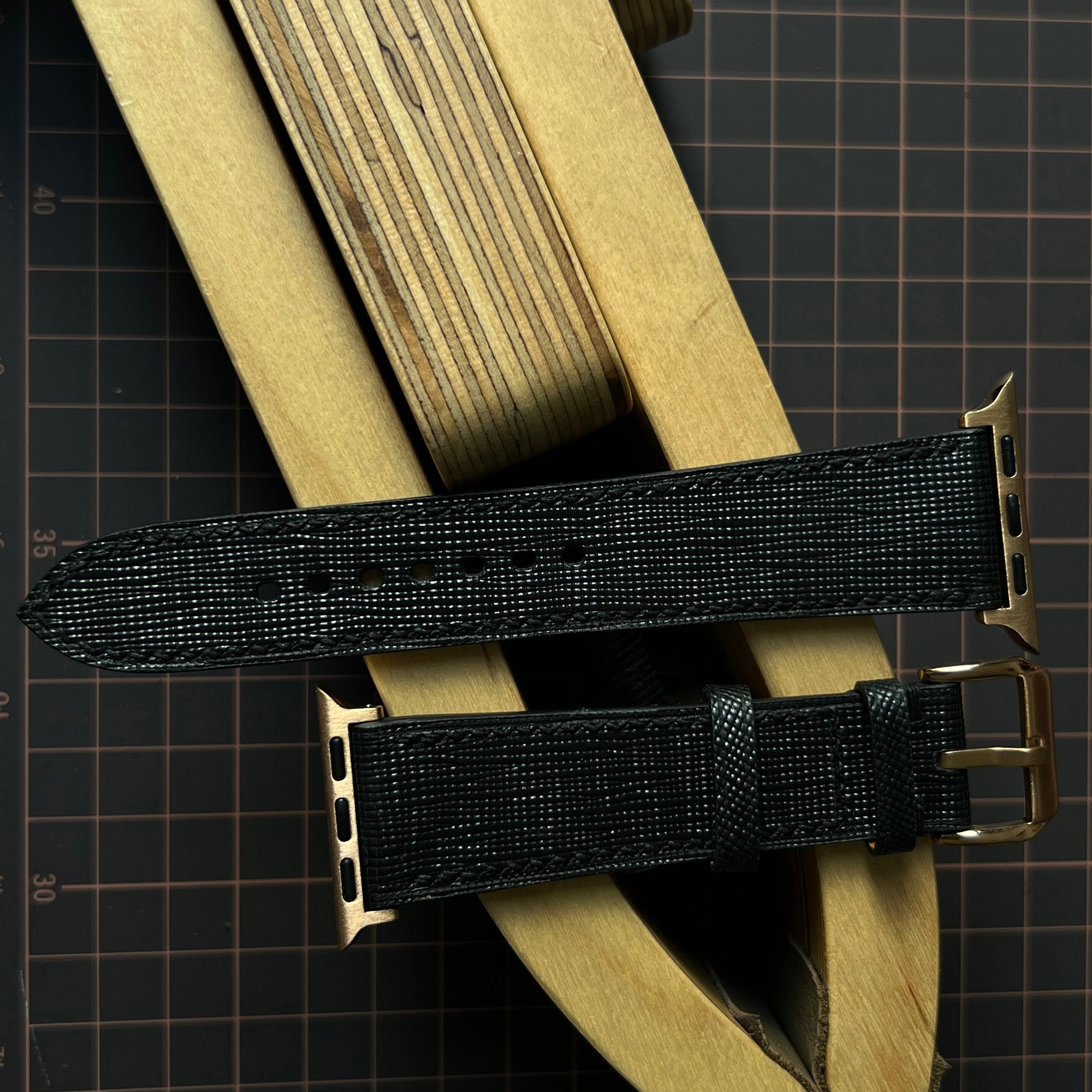 Black Saffiano Leather Watch Straps, Premium Handmade Bands