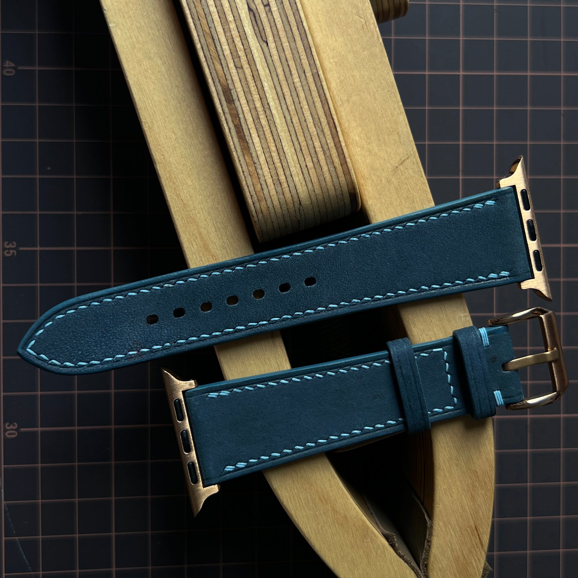 Handmade Blue Nubuck Leather Watch Straps, Premium Artisan Bands