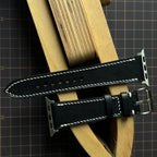 Custom Black Vachetta Leather Watch Straps, Premium Handmade Bands