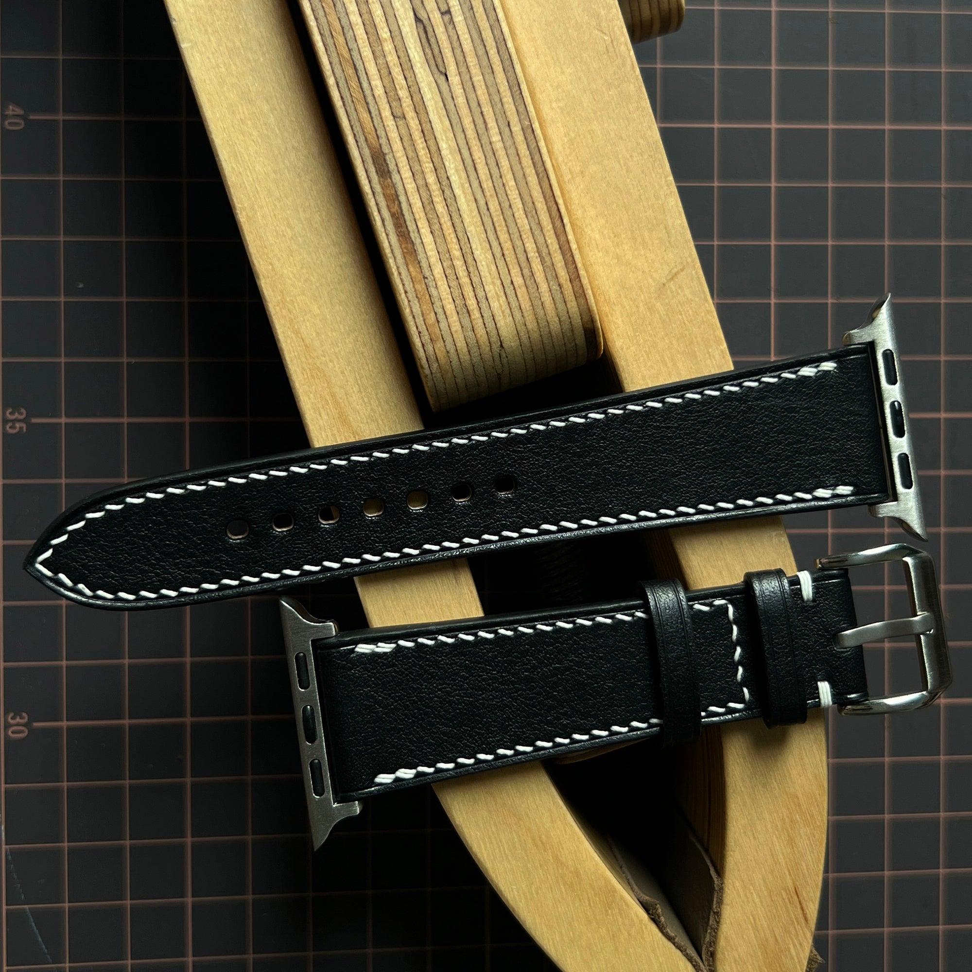 Custom Black Vachetta Leather Watch Straps, Premium Handmade Bands