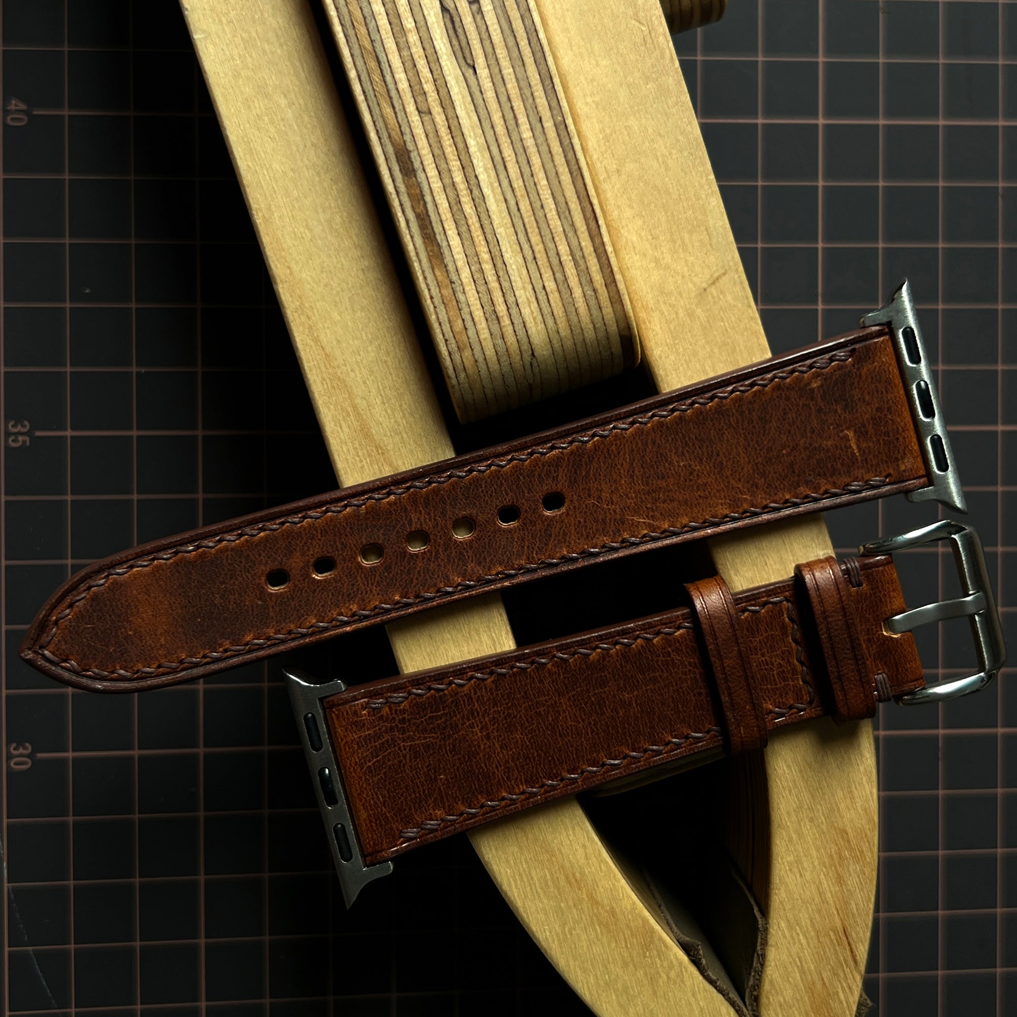 Classic Brown Waxed Leather Watch Straps, Premium Handmade Bands