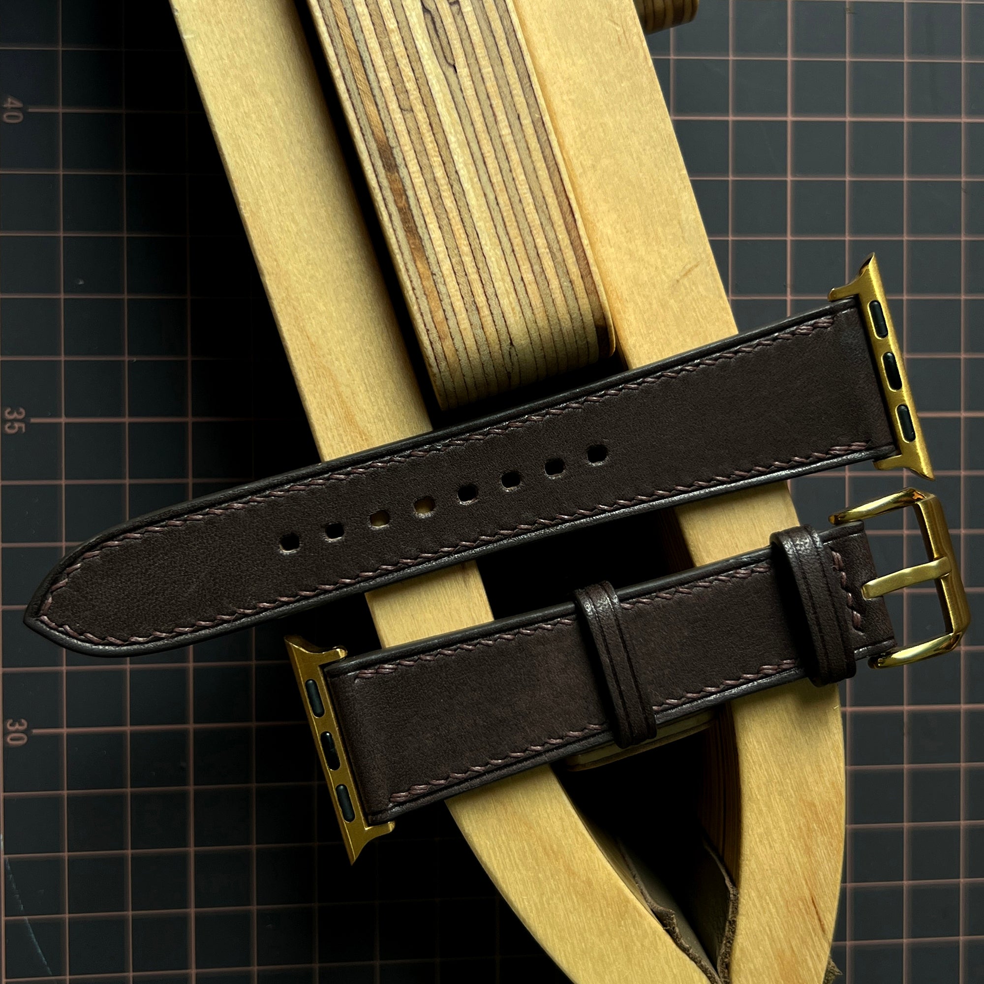 Dark Brown Barenia Leather Watch Straps, Luxury Artisan Craftsmanship