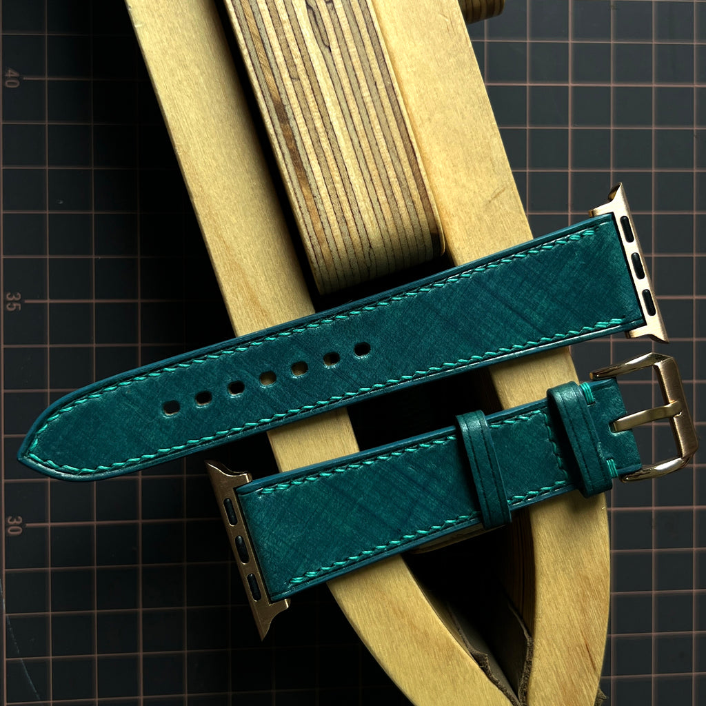 Pine Green Mozart Leather Watch Strap, Authentic Handcrafted Band