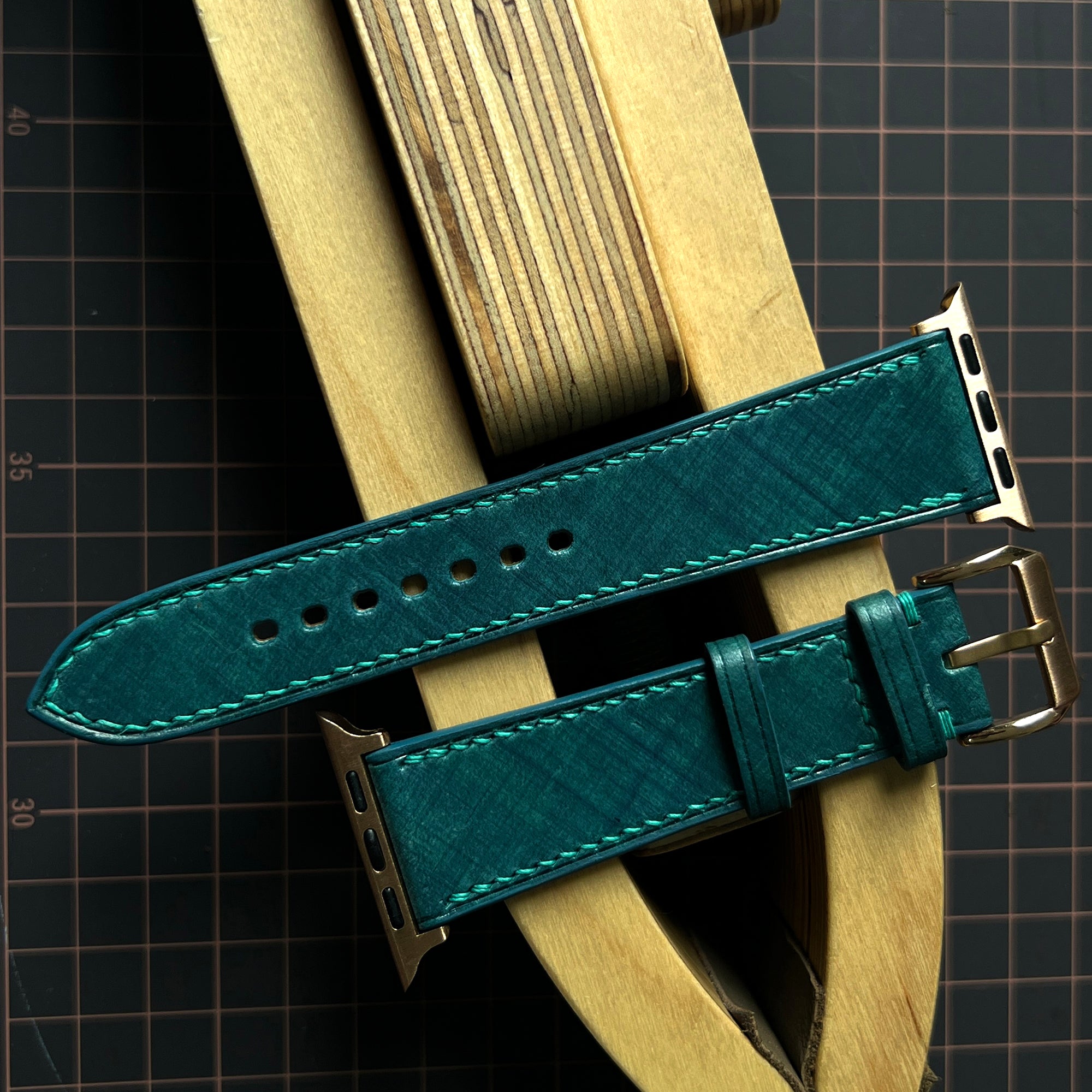 Pine Green Mozart Leather Watch Strap, Authentic Handcrafted Band