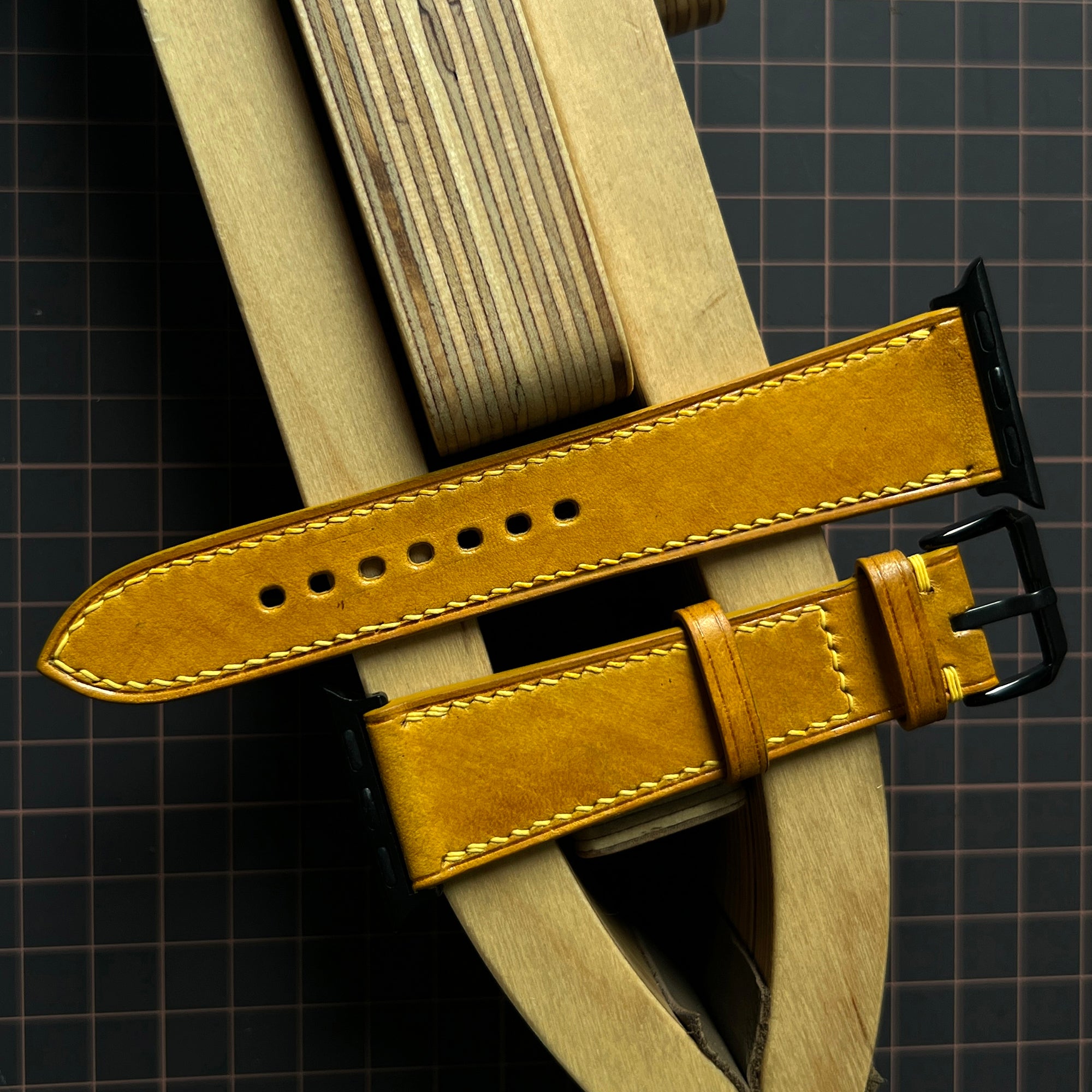 Yellow Mozart Leather Watch Strap, Premium Handmade Leather Band