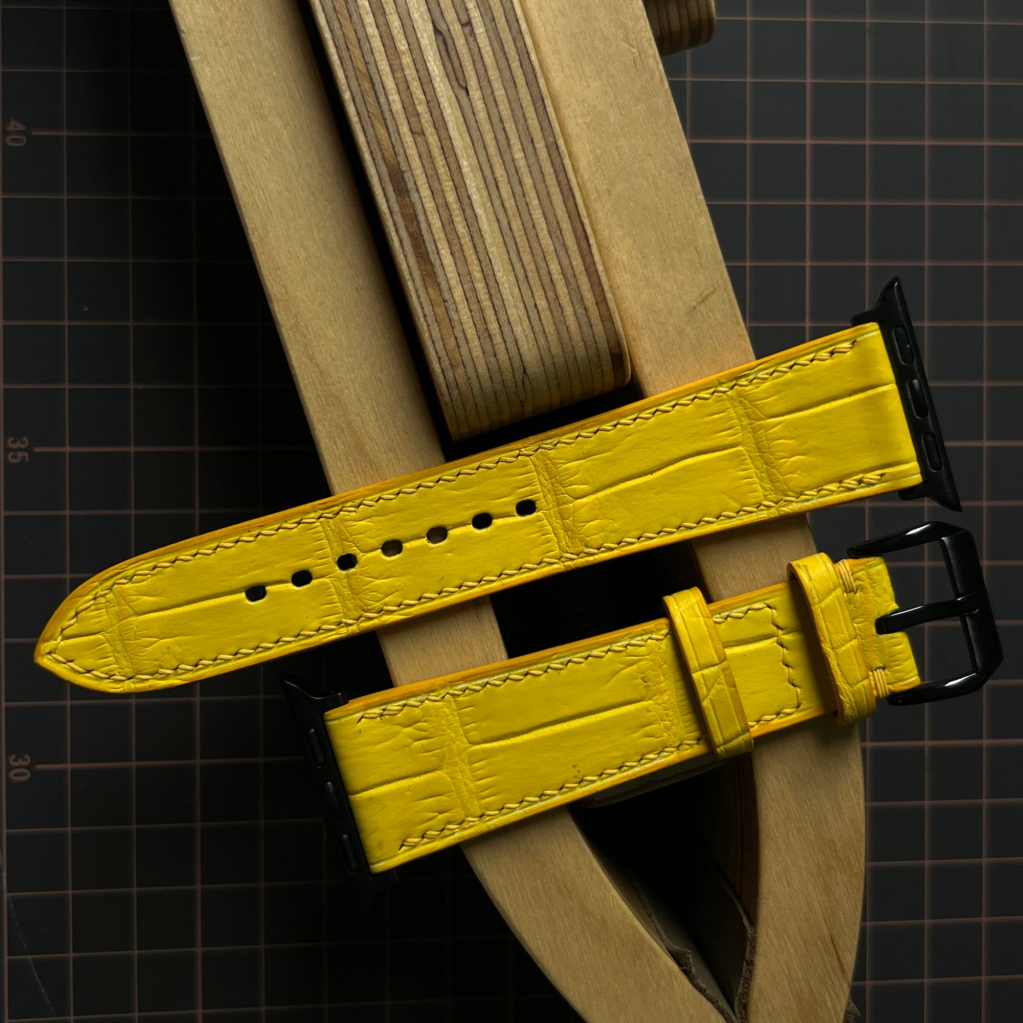 Vibrant Yellow Alligator Leather Watch Strap, Premium Handmade Band