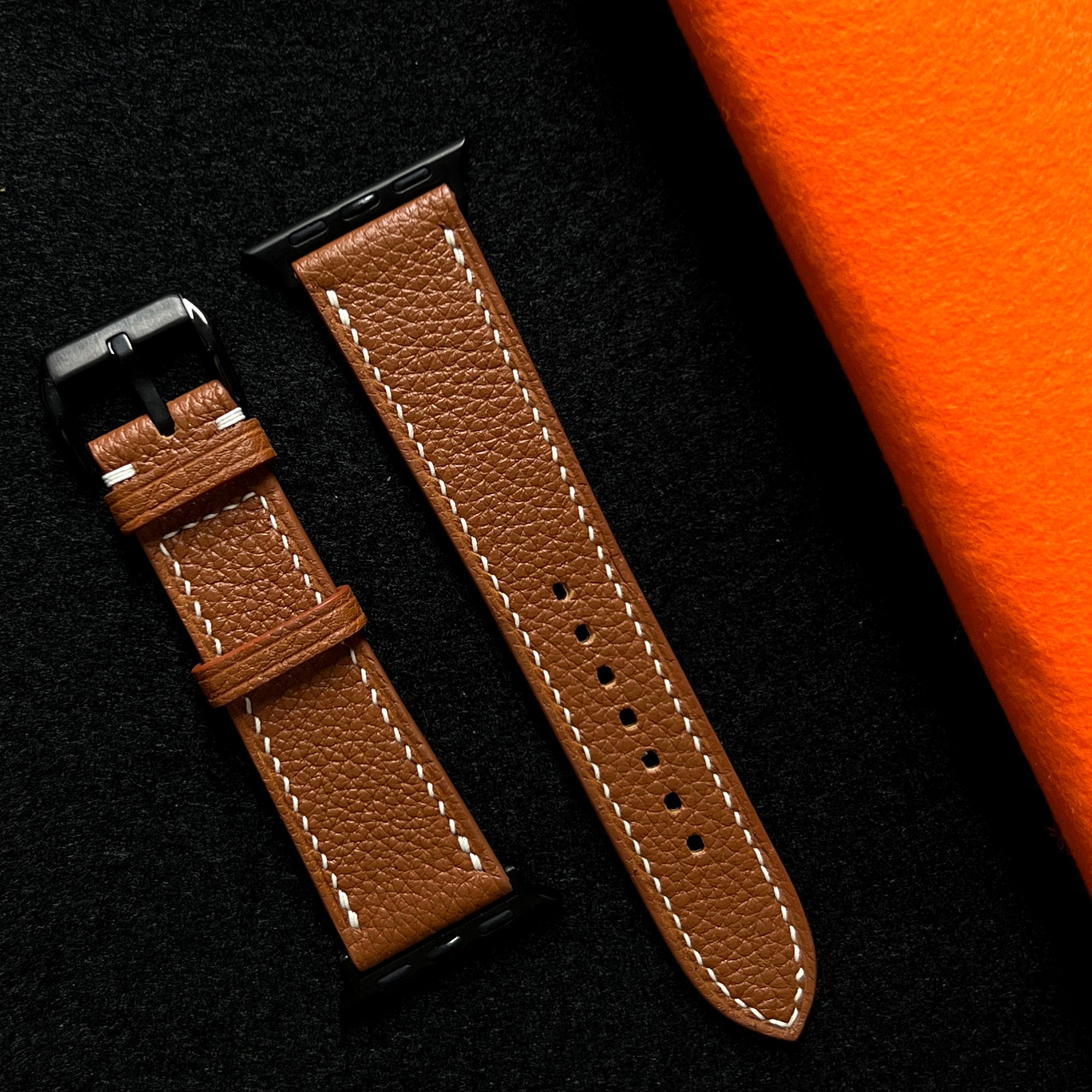Brown Togo Leather Watch Straps, Premium Handmade Leather Bands