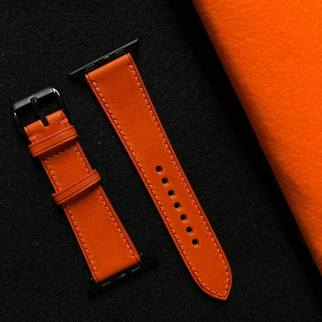 Orange Buttero Leather Watch Straps, Premium Handmade Leather