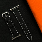 Custom Black Vachetta Leather Watch Straps, Premium Handmade Bands