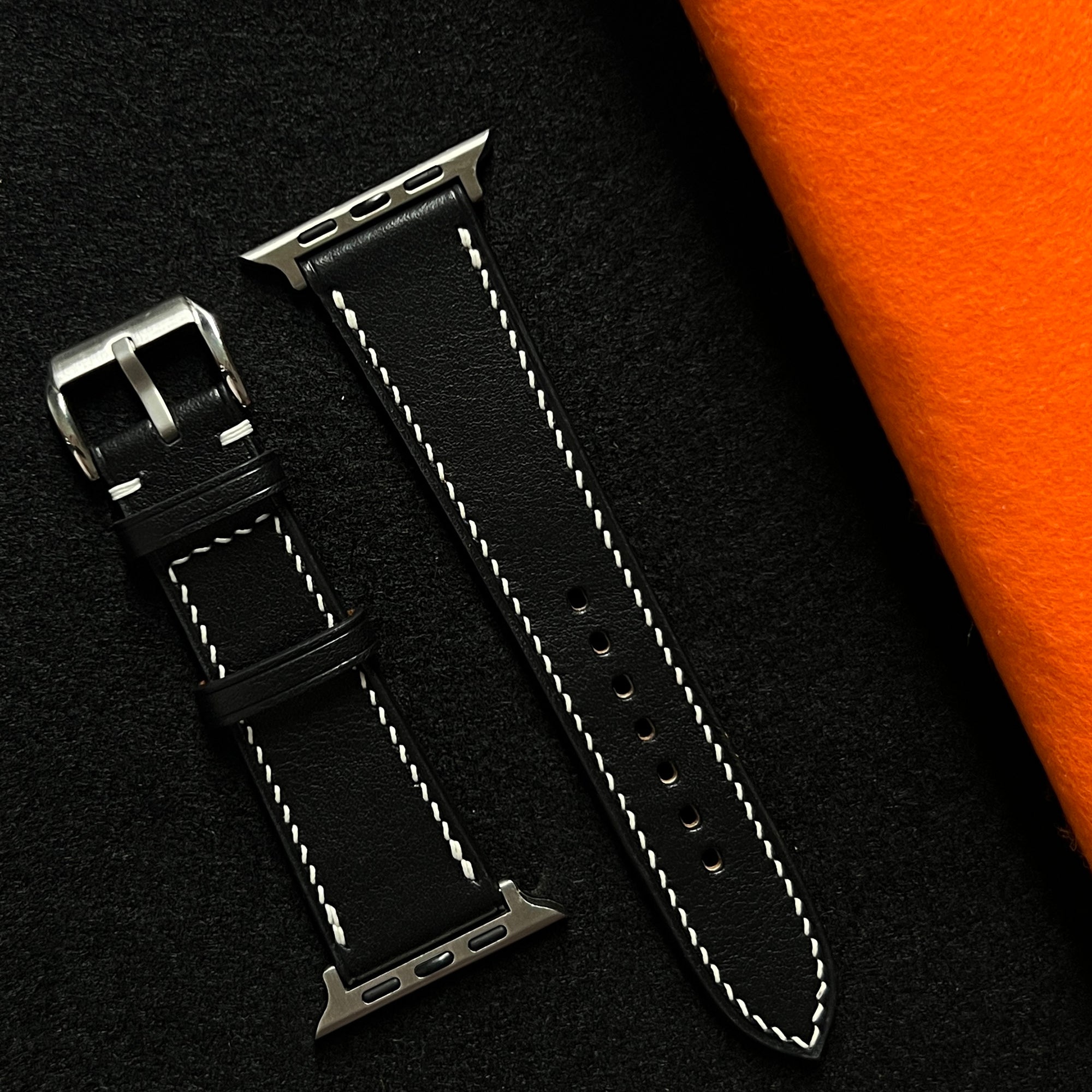 Custom Black Vachetta Leather Watch Straps, Premium Handmade Bands