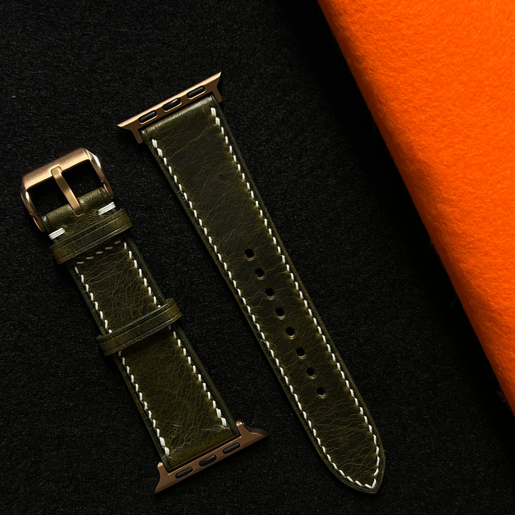 Forest Waxed Leather Watch Straps, Premium Handmade Bands