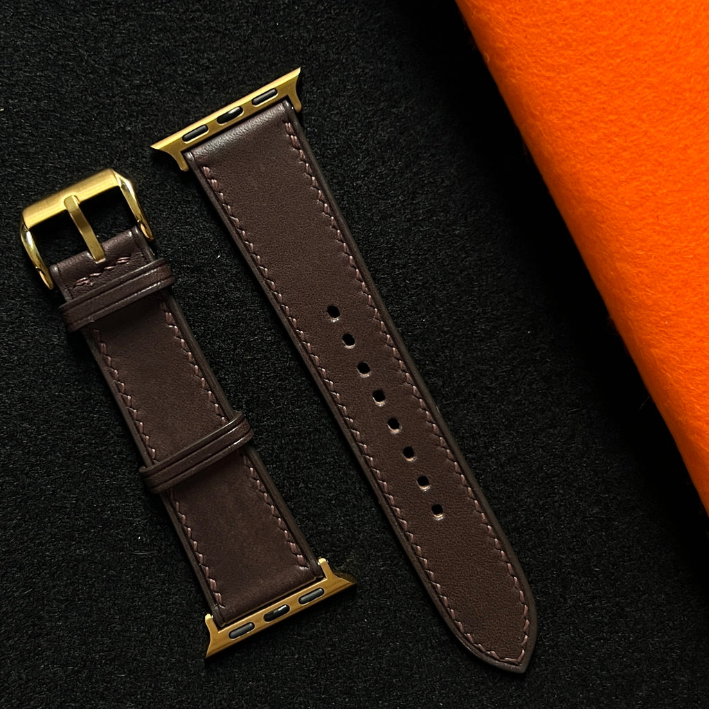 Dark Brown Barenia Leather Watch Straps, Luxury Artisan Craftsmanship