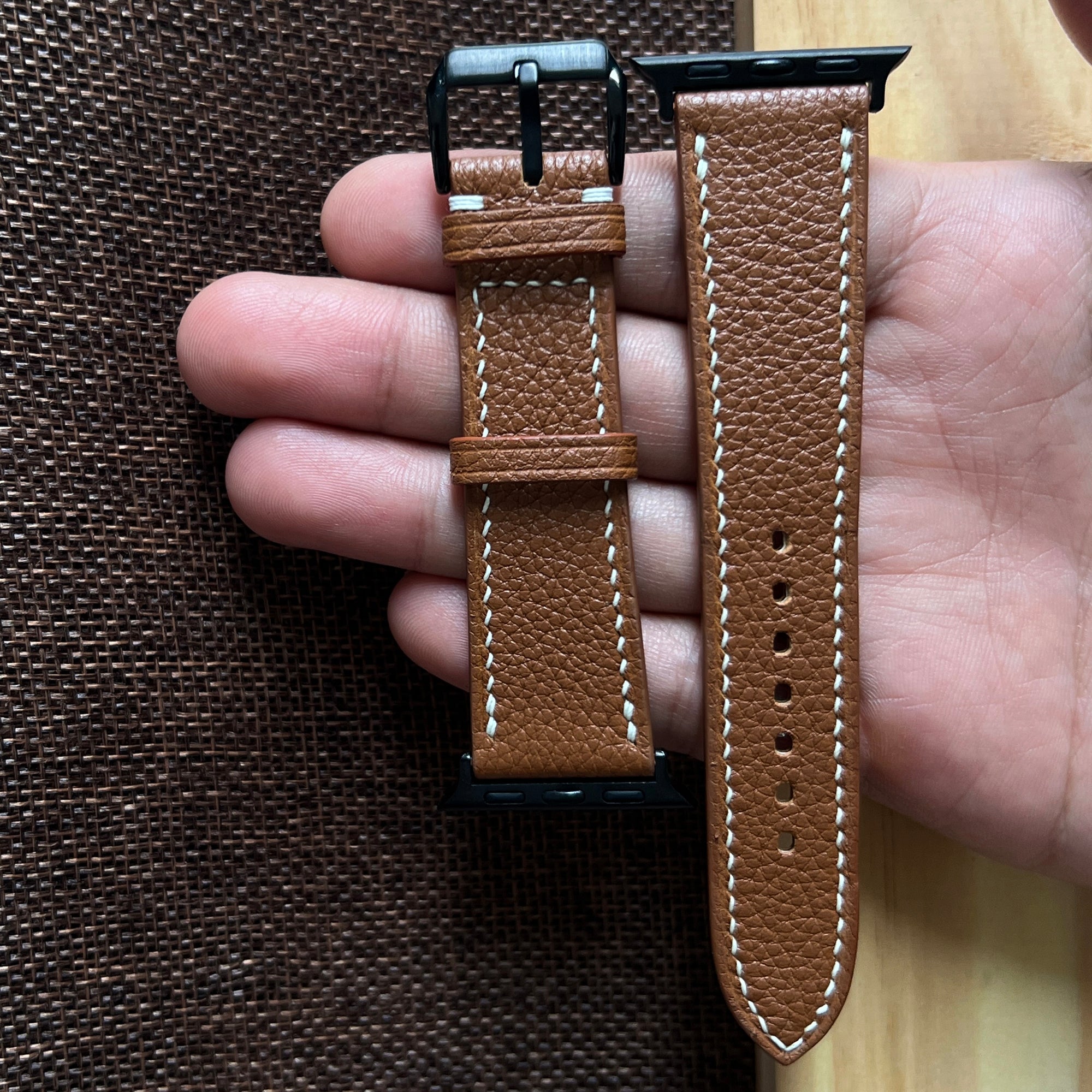 Brown Togo Leather Watch Straps, Premium Handmade Leather Bands