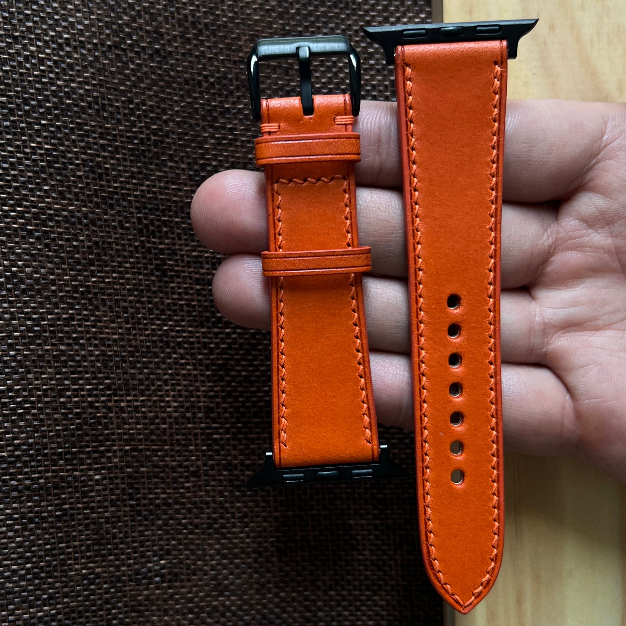 Orange Buttero Leather Watch Straps, Premium Handmade Leather