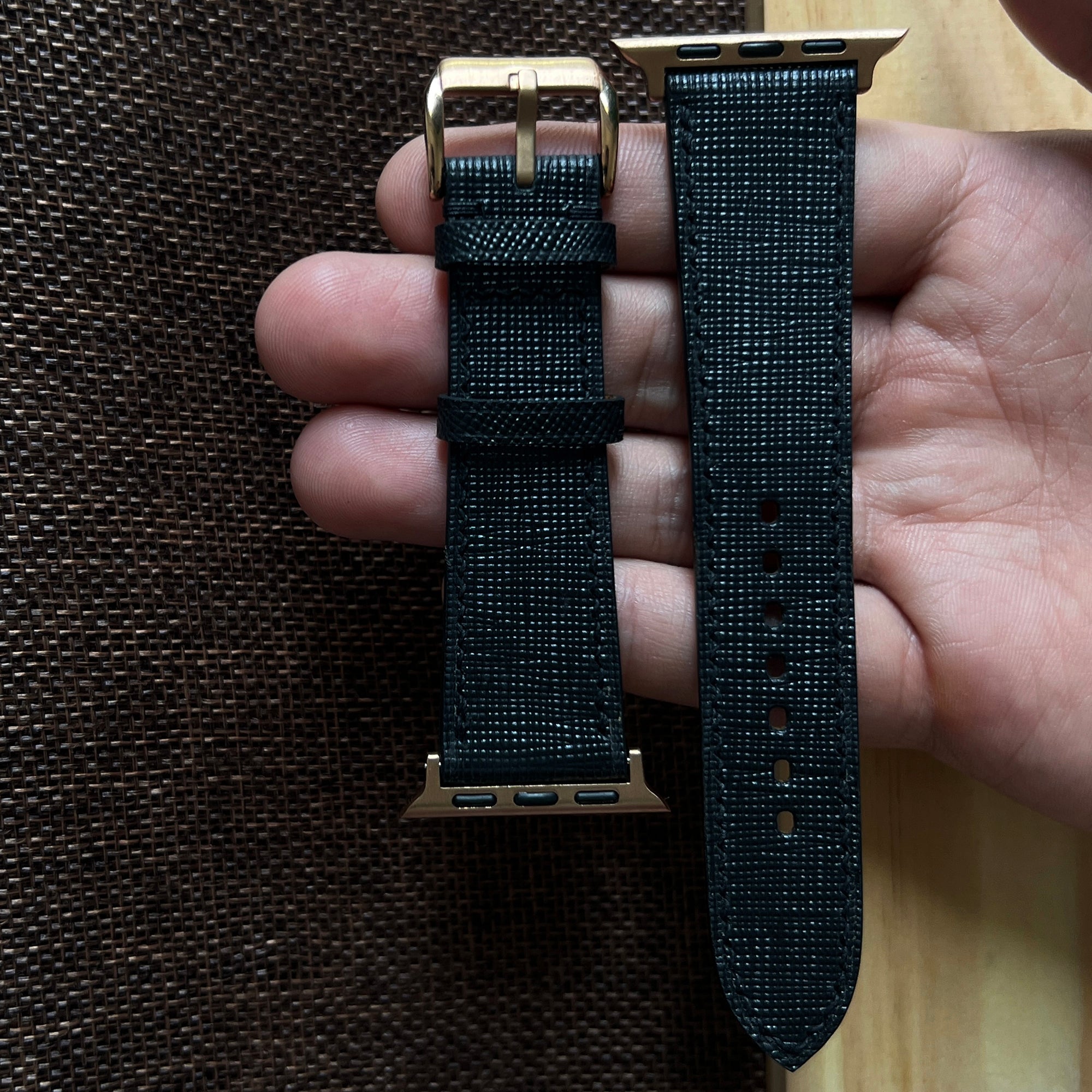 Black Saffiano Leather Watch Straps, Premium Handmade Bands