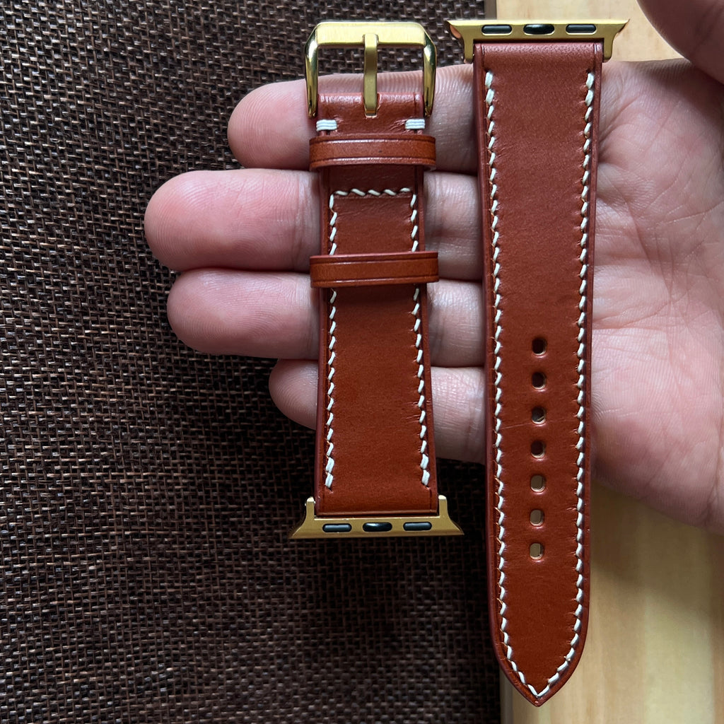 Classic Brown Vachetta Leather Watch Straps, Artisan Crafted Bands