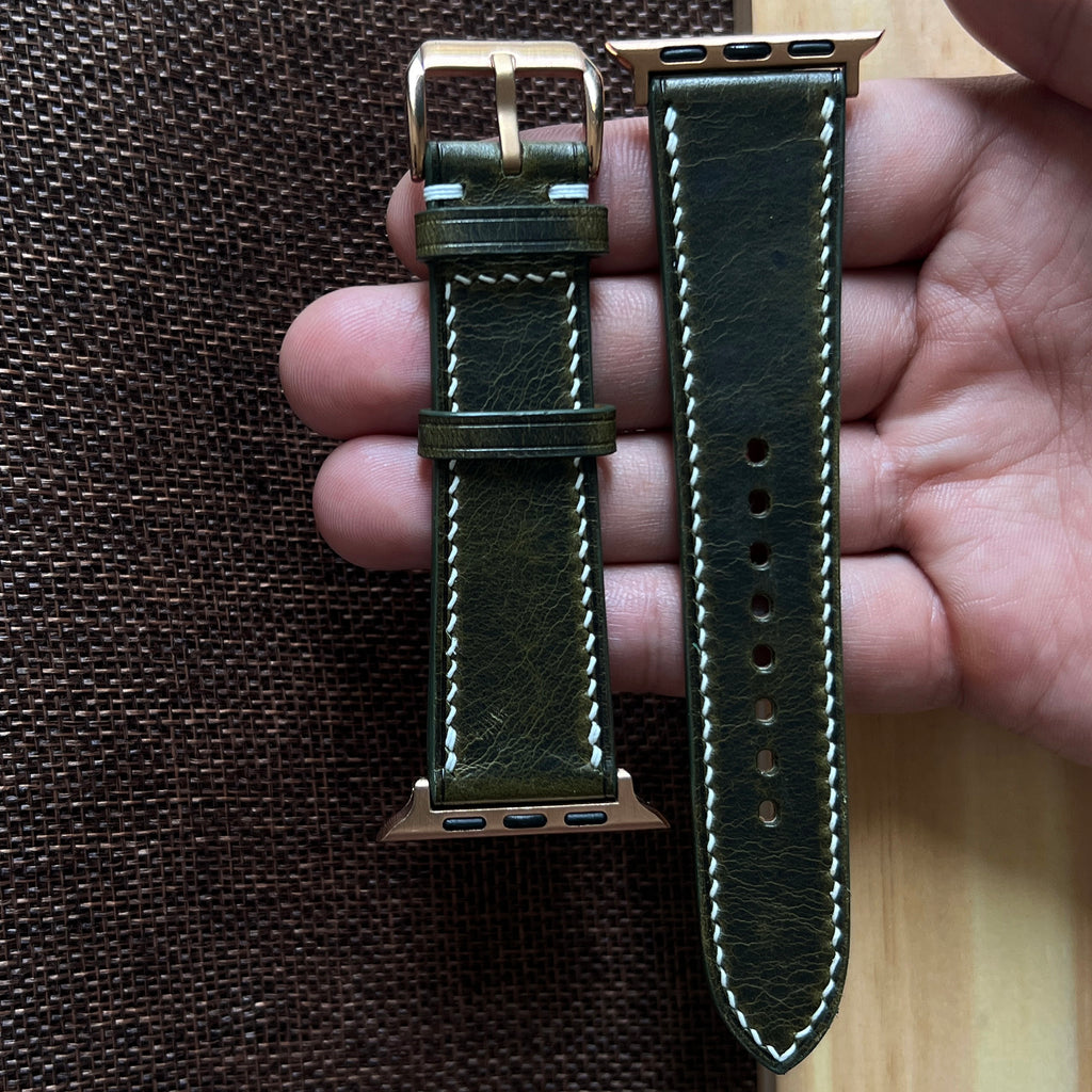 Forest Waxed Leather Watch Straps, Premium Handmade Bands