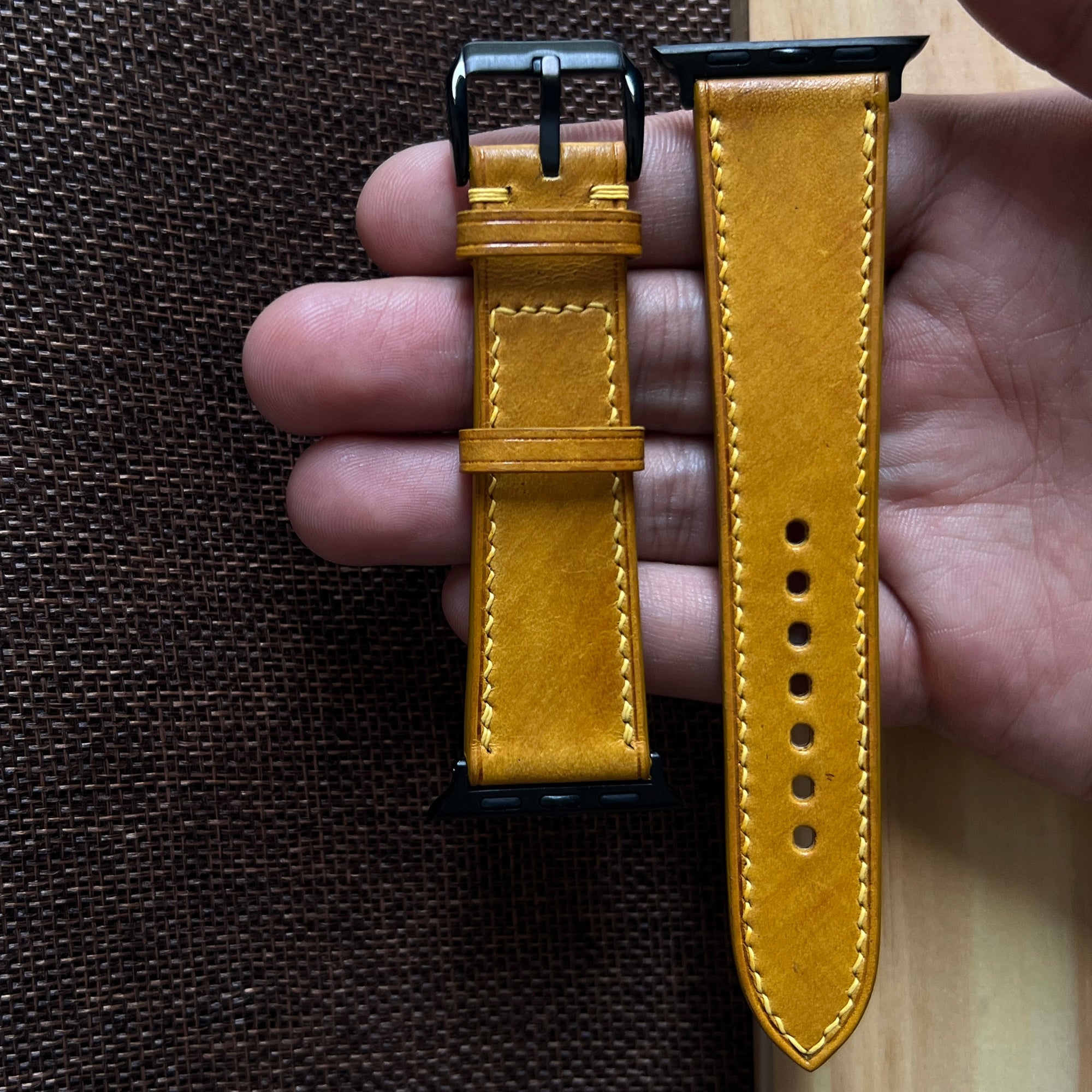 Yellow Mozart Leather Watch Strap, Premium Handmade Leather Band